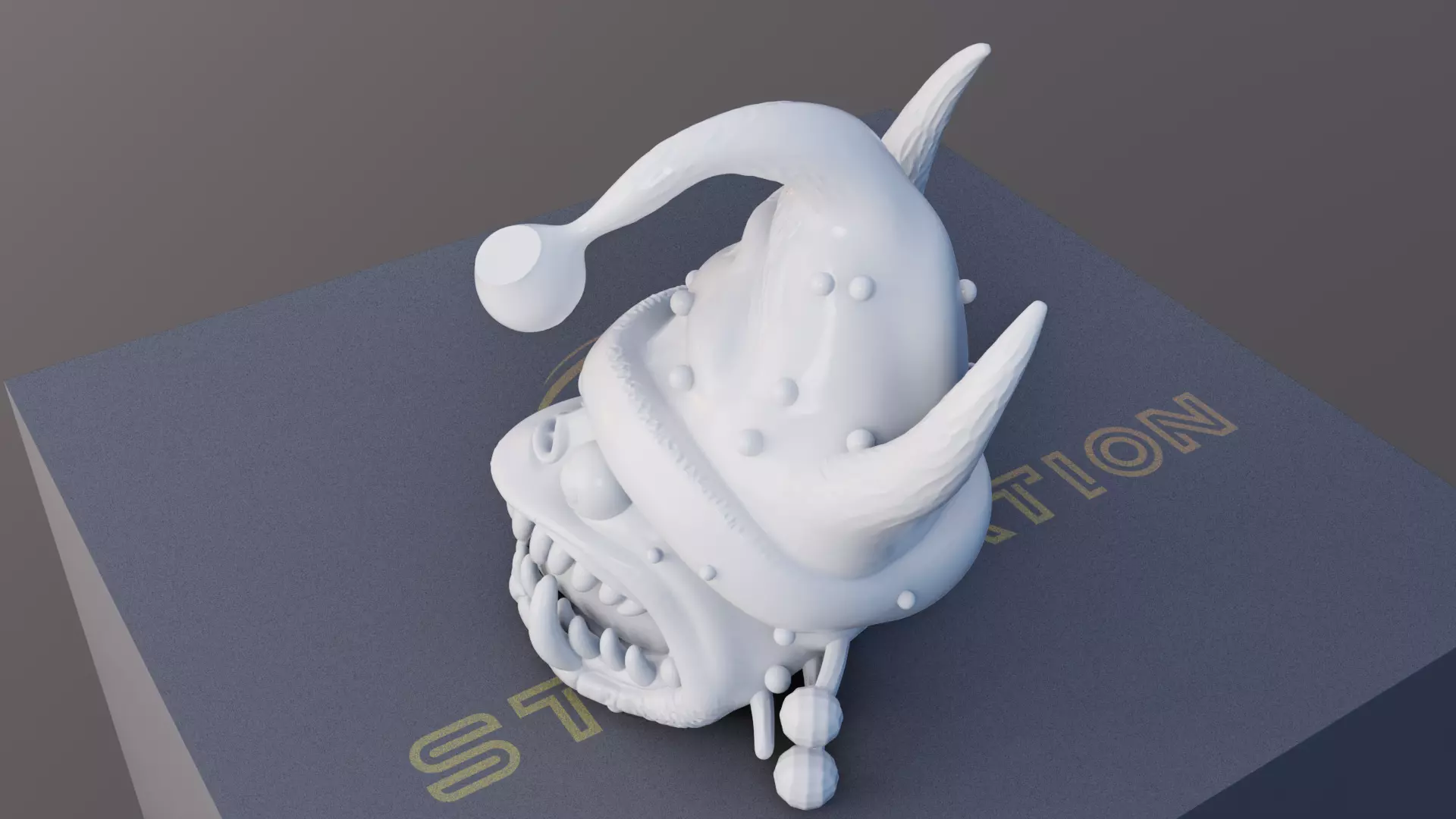 Chomp Claus 3D Printable Monster Head with Christmas Hat 3D print model_9