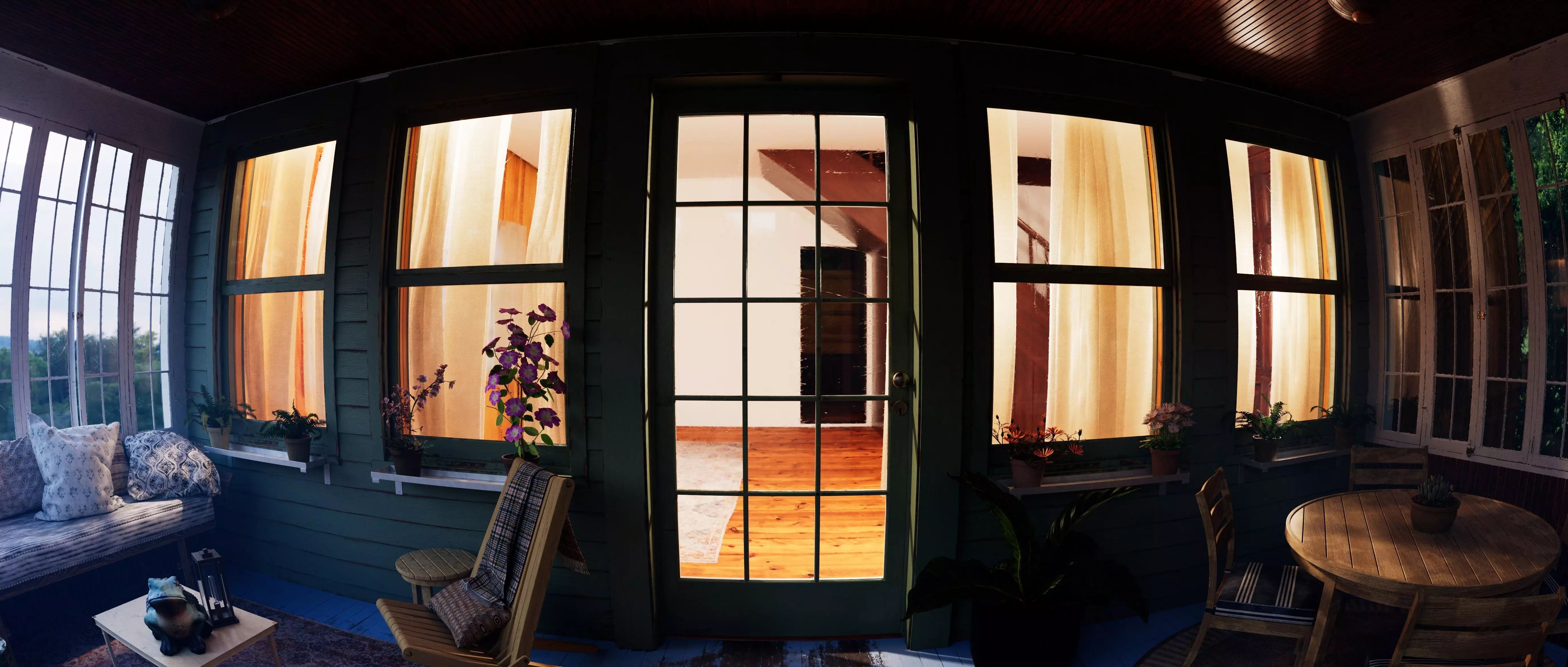 Cozy Enclosed Porch  Day and Evening Versions Free 3D model_4