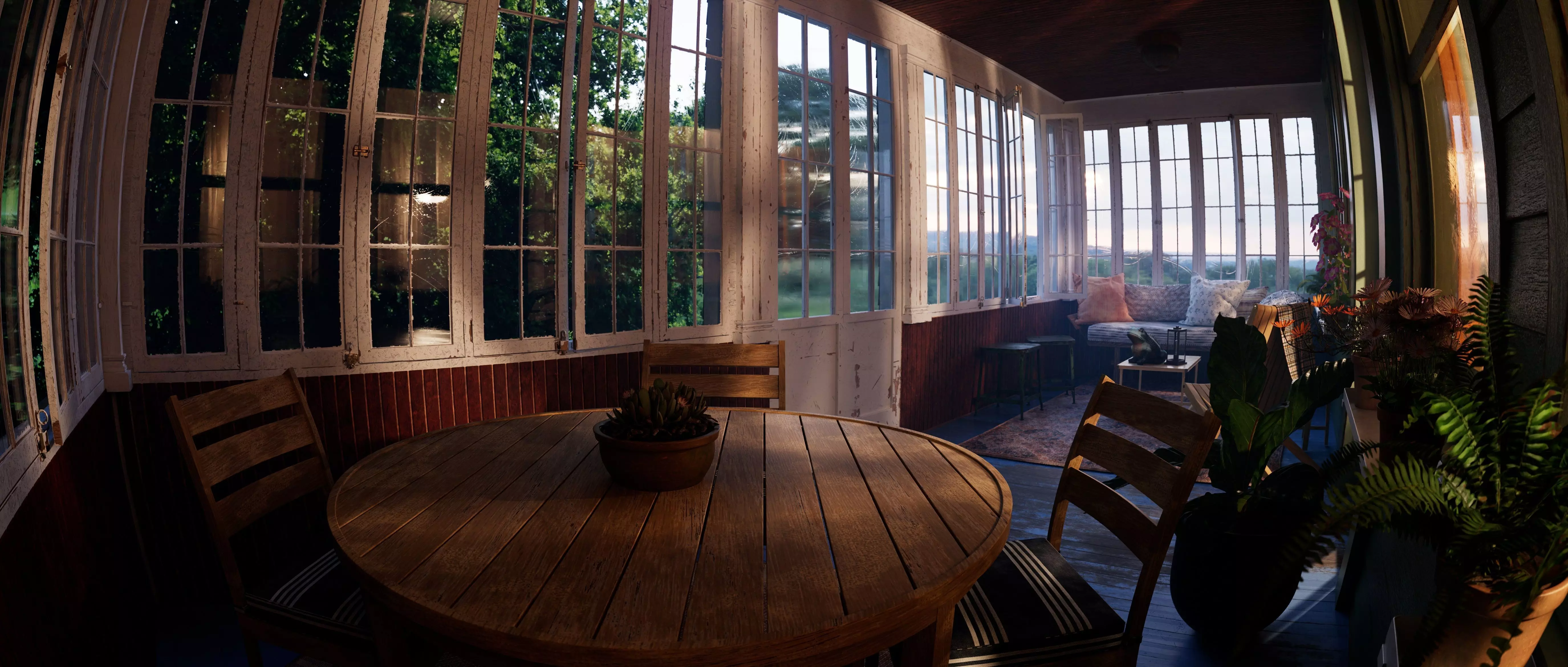 Cozy Enclosed Porch  Day and Evening Versions Free 3D model_16