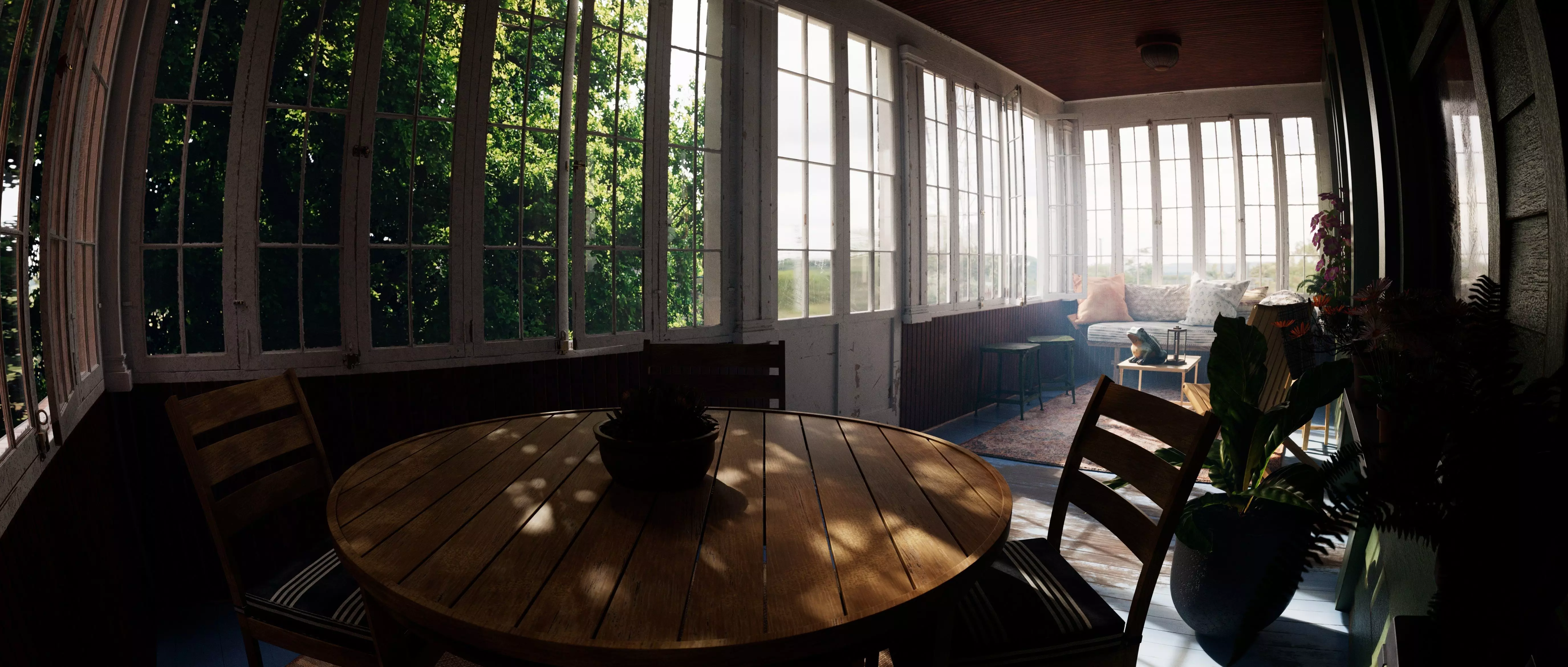 Cozy Enclosed Porch  Day and Evening Versions Free 3D model_15