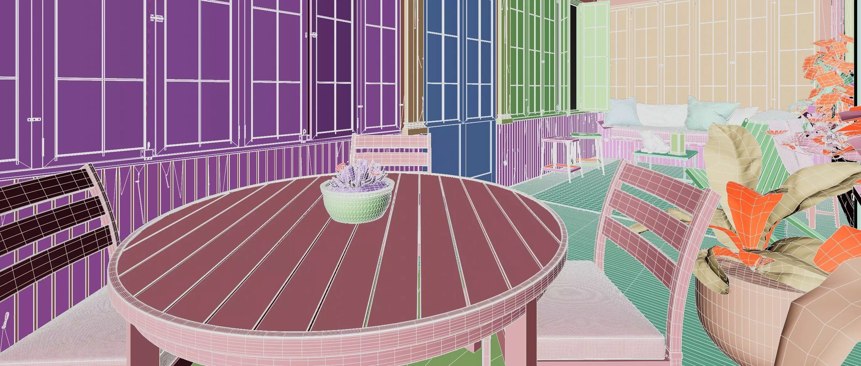 Cozy Enclosed Porch  Day and Evening Versions Free 3D model_20