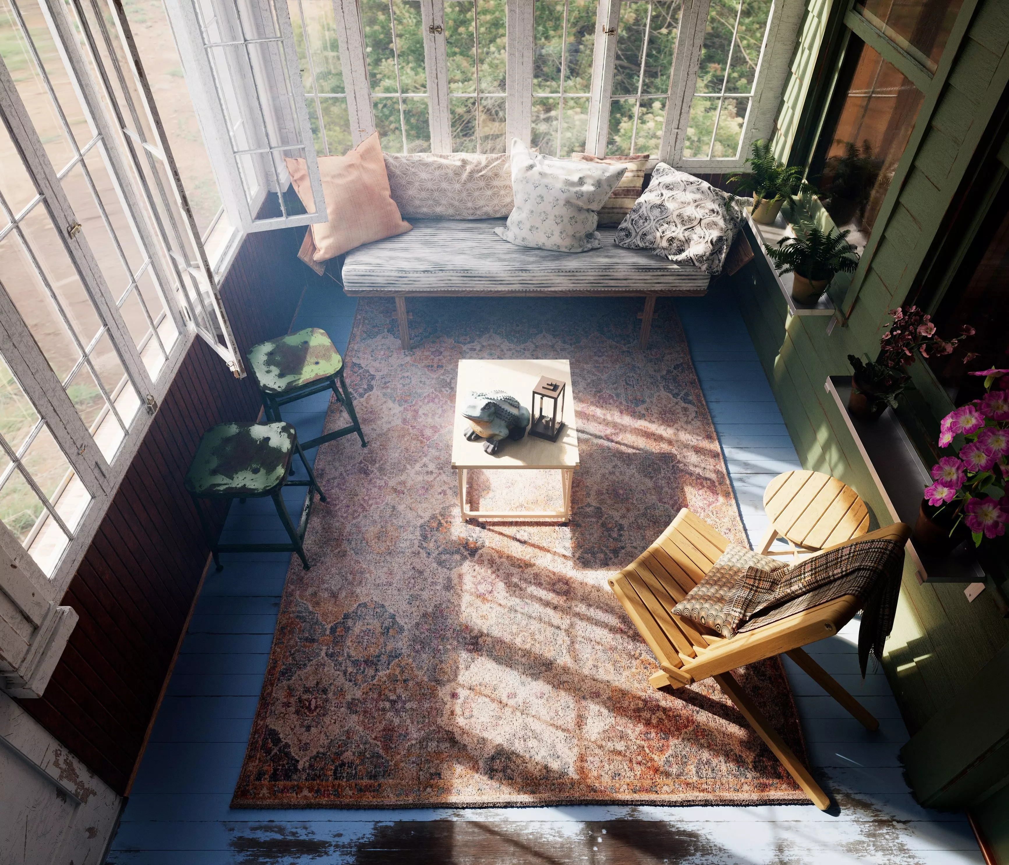 Cozy Enclosed Porch  Day and Evening Versions Free 3D model_5