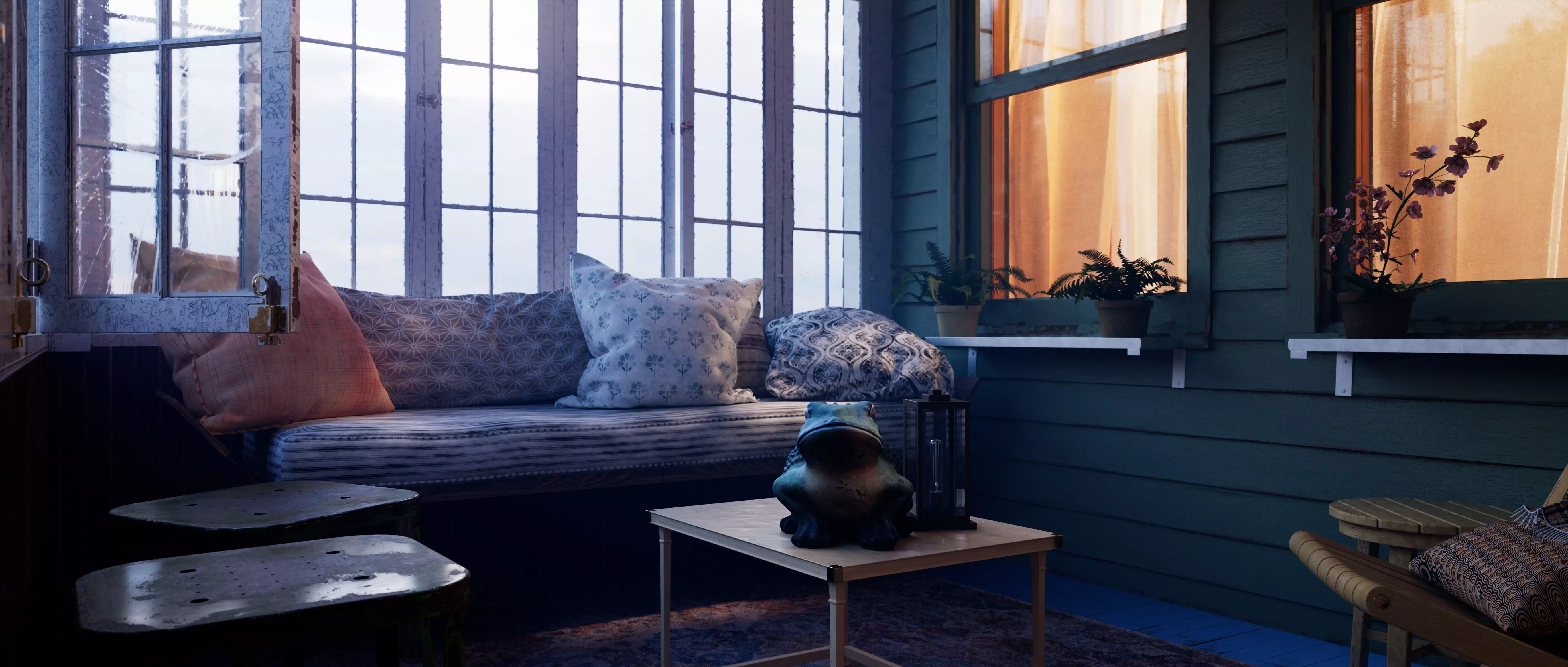 Cozy Enclosed Porch  Day and Evening Versions Free 3D model_10
