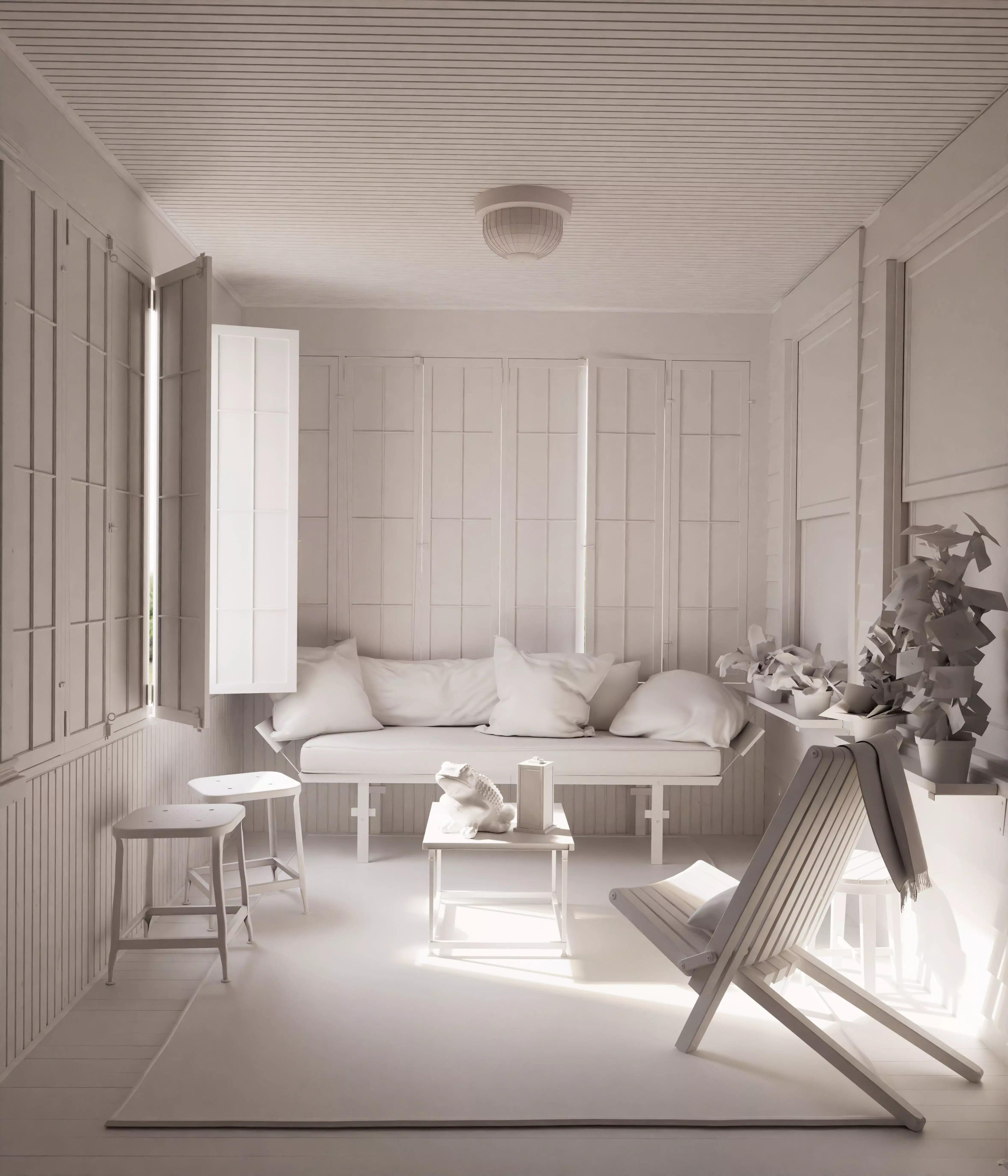 Cozy Enclosed Porch  Day and Evening Versions Free 3D model_17