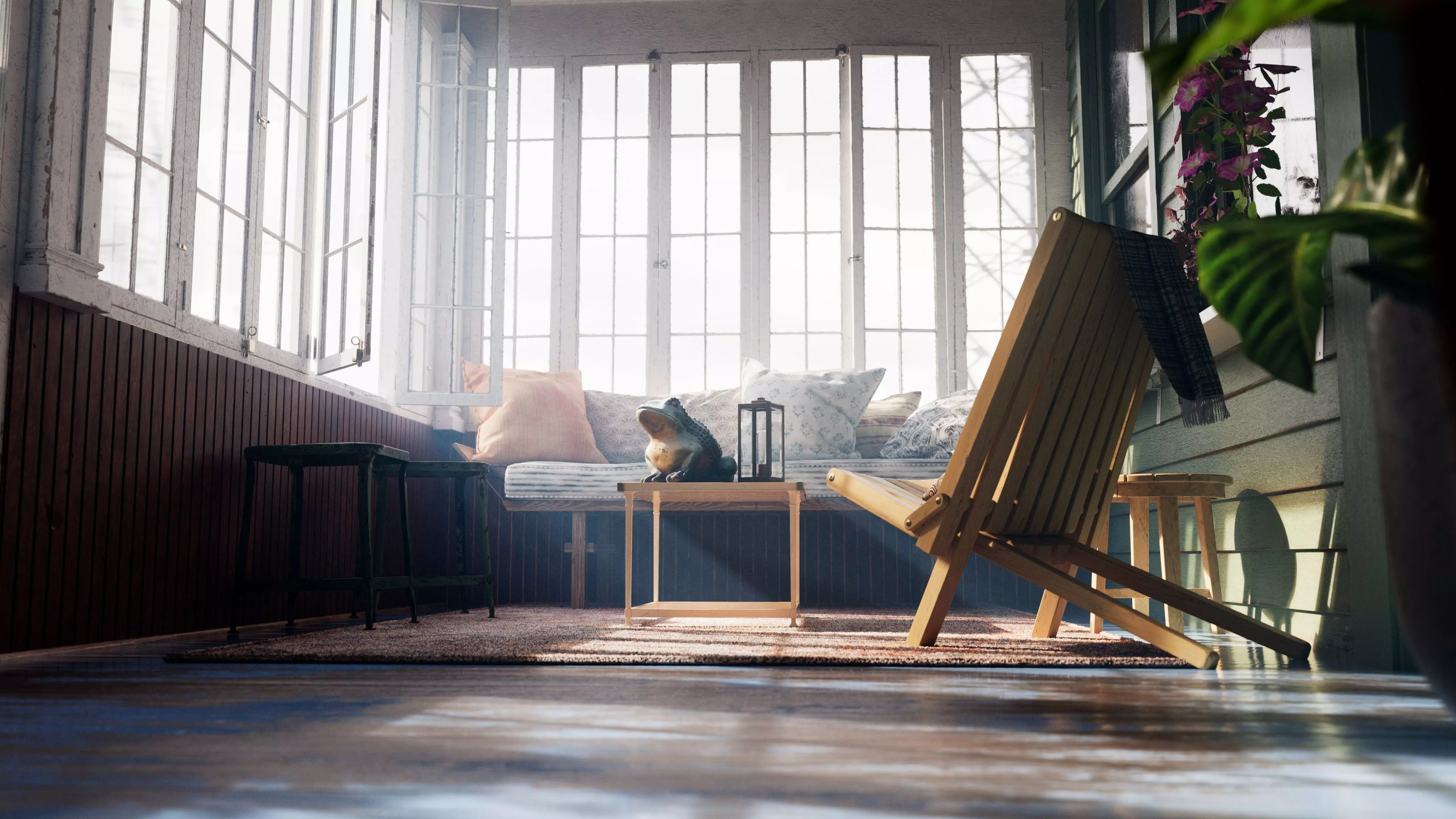 Cozy Enclosed Porch  Day and Evening Versions Free 3D model_7