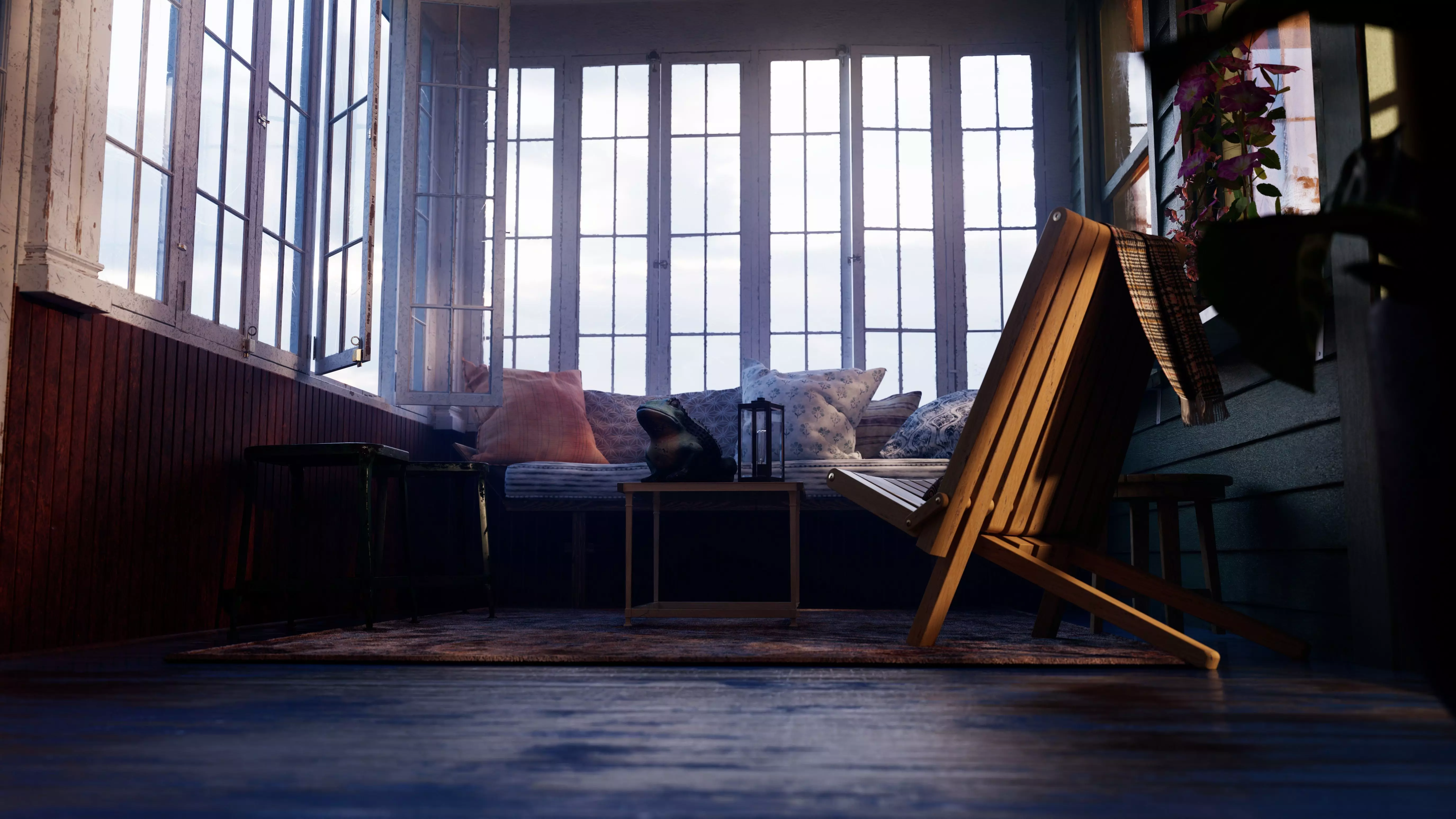 Cozy Enclosed Porch  Day and Evening Versions Free 3D model_8