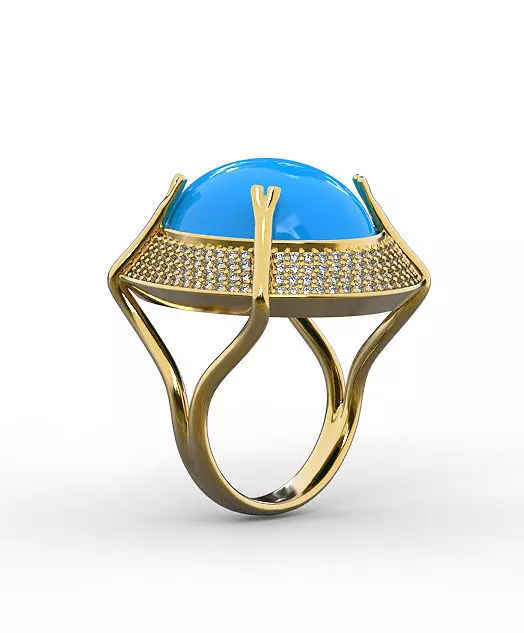 Crab prong oval gem ring 3D print model_1
