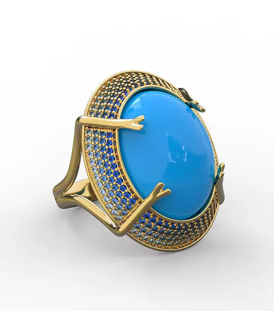 Crab prong oval gem ring 3D print model_0