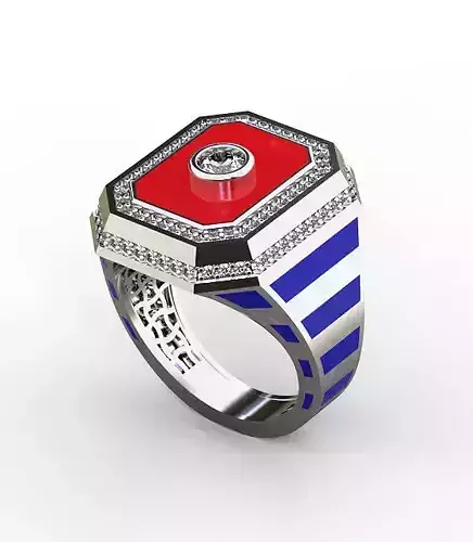 Octagon ring enameled mineli 3D print model