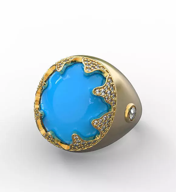 Oval cabachon ring modern plastering 3D print model