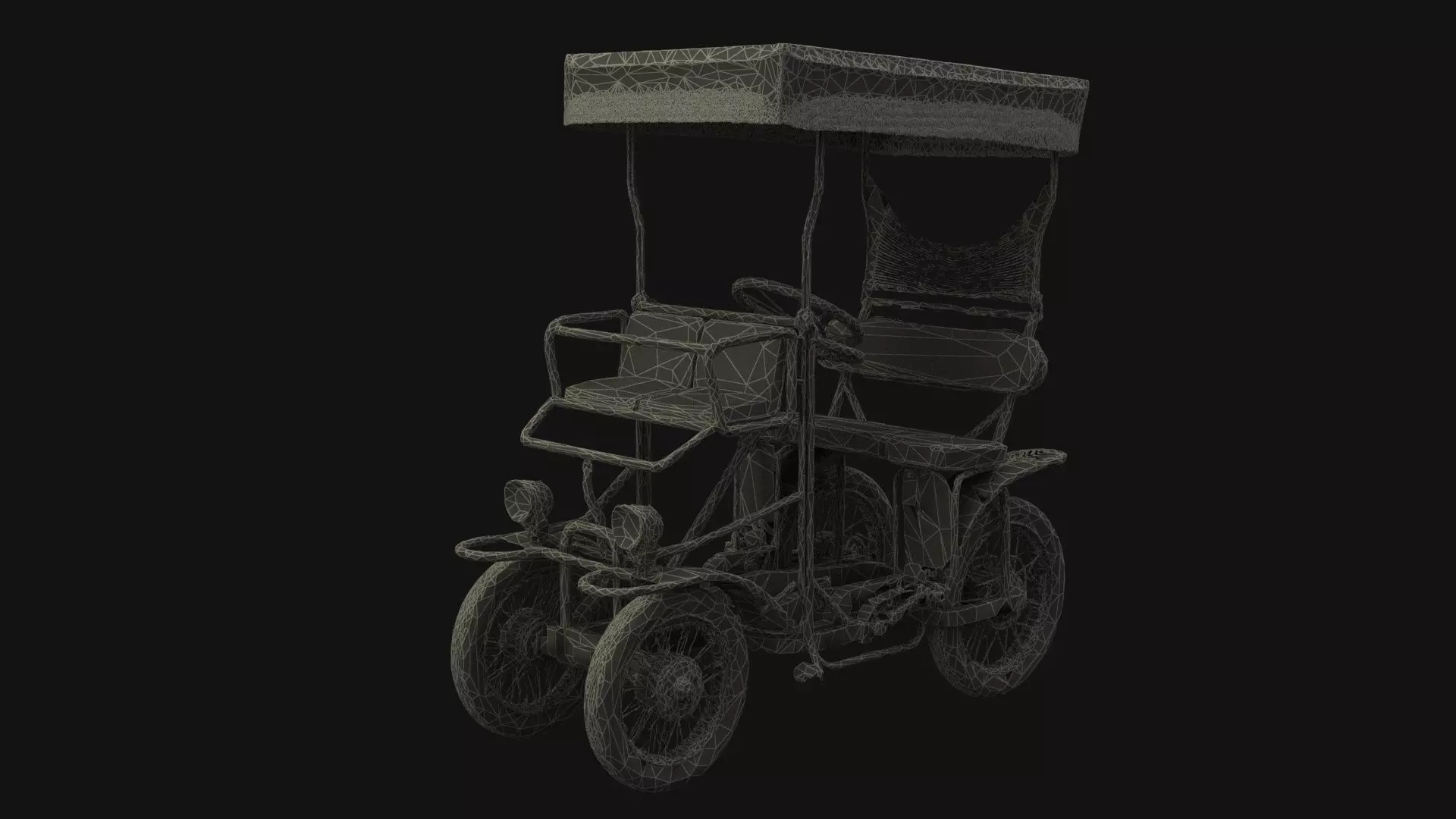 Chinese Surrey bike Low-poly 3D model_7