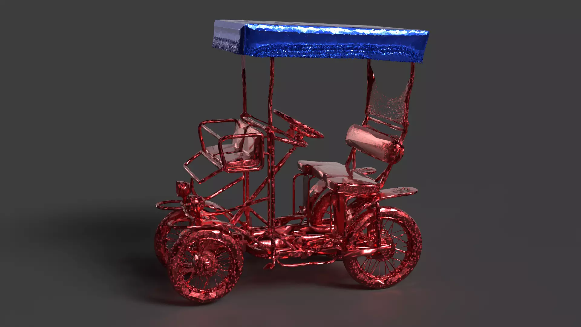Chinese Surrey bike Low-poly 3D model_2