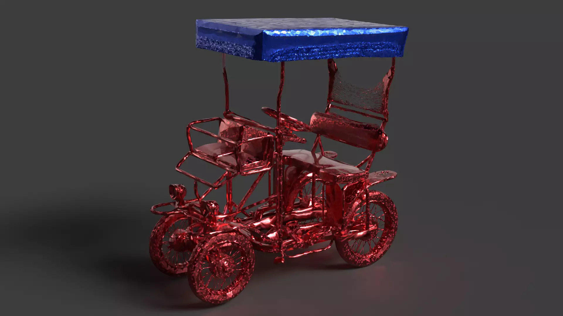 Chinese Surrey bike Low-poly 3D model_0