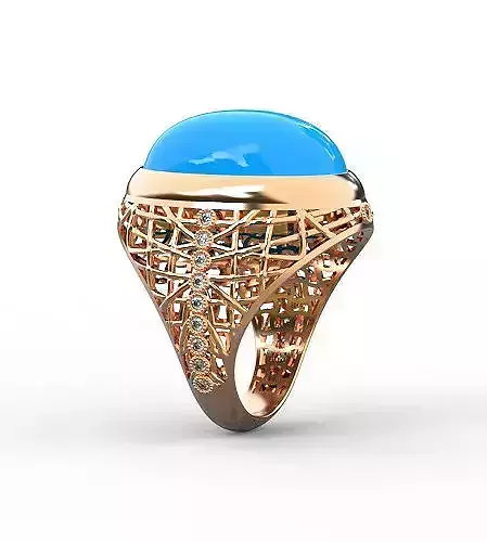 Oval cabachon gems ring fusion modern plastering german ring
