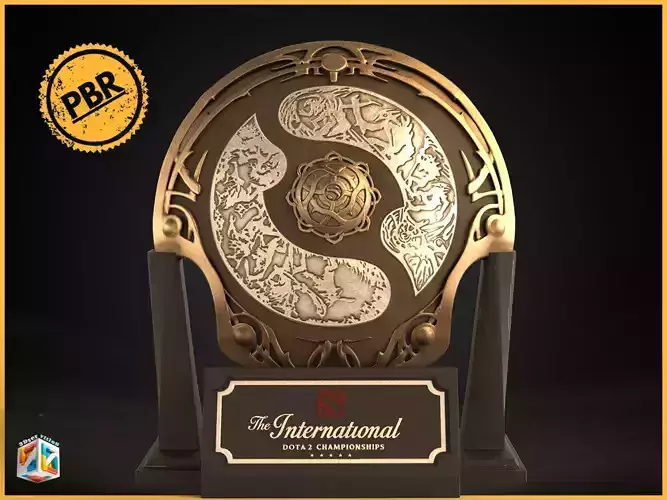 Aegis of Champions - Dota 2 trophy award  with stand 3D model