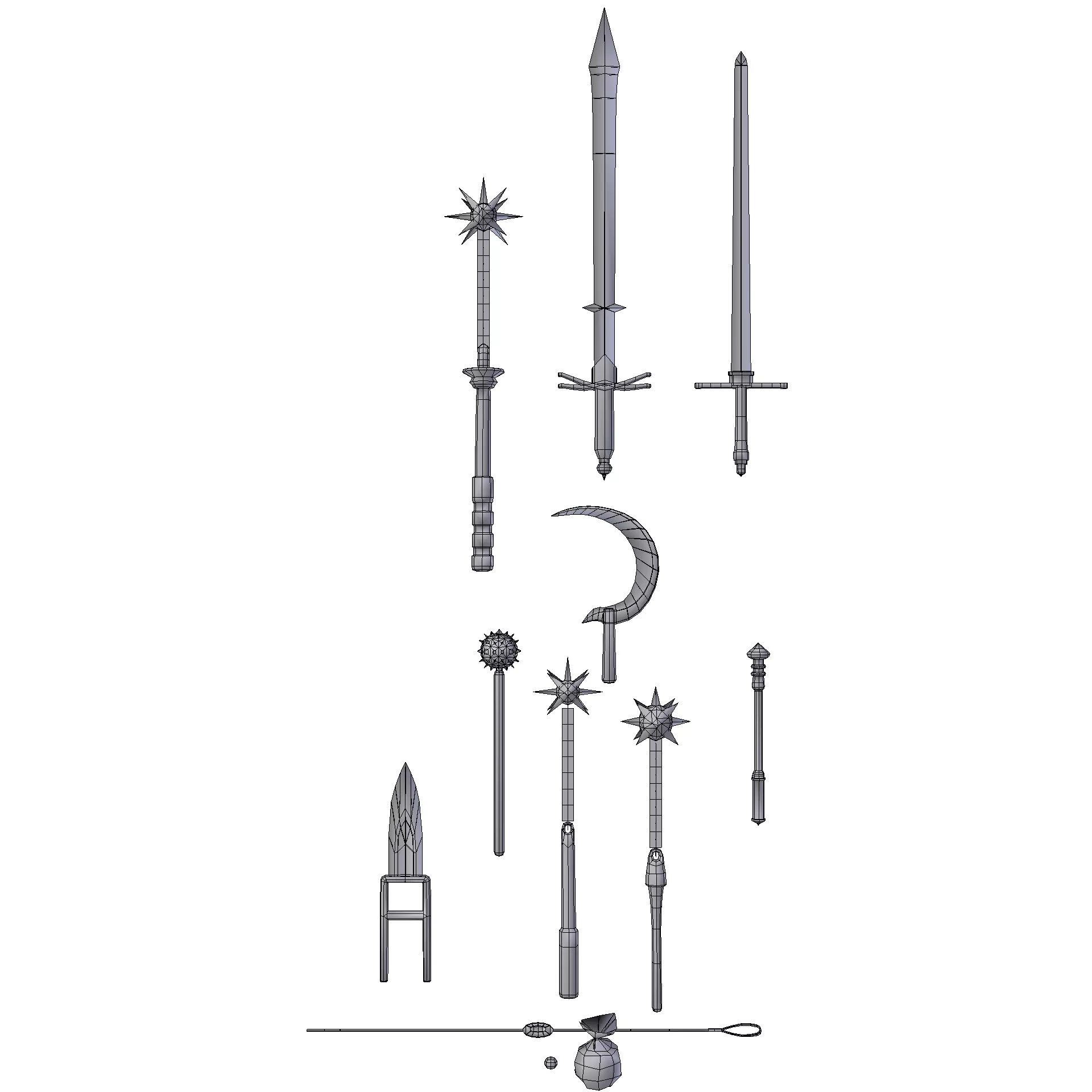 Melee Weapons Pack 4 Low-poly 3D model_11