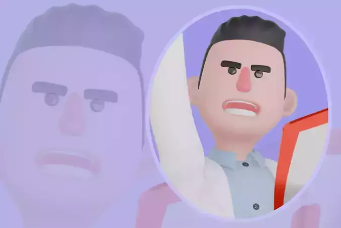 Stylized 3D Male Doctor Raising Fist with Red Cross Shield 