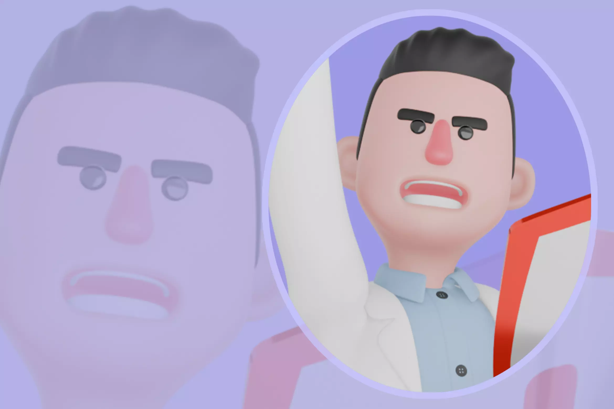 Stylized 3D Male Doctor Raising Fist with Red Cross Shield 3D model