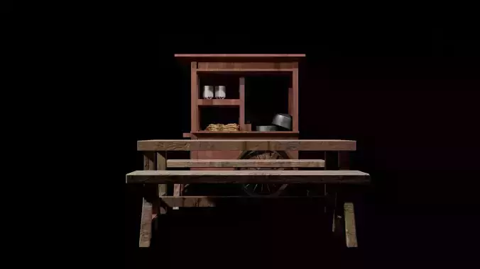 Stylized Low Poly Indonesian FoodCart - Bakso Malang