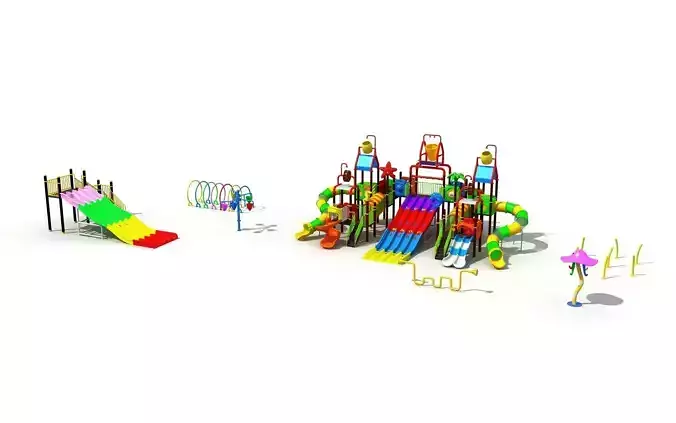 Kids outdoor commercial play structure 3D model