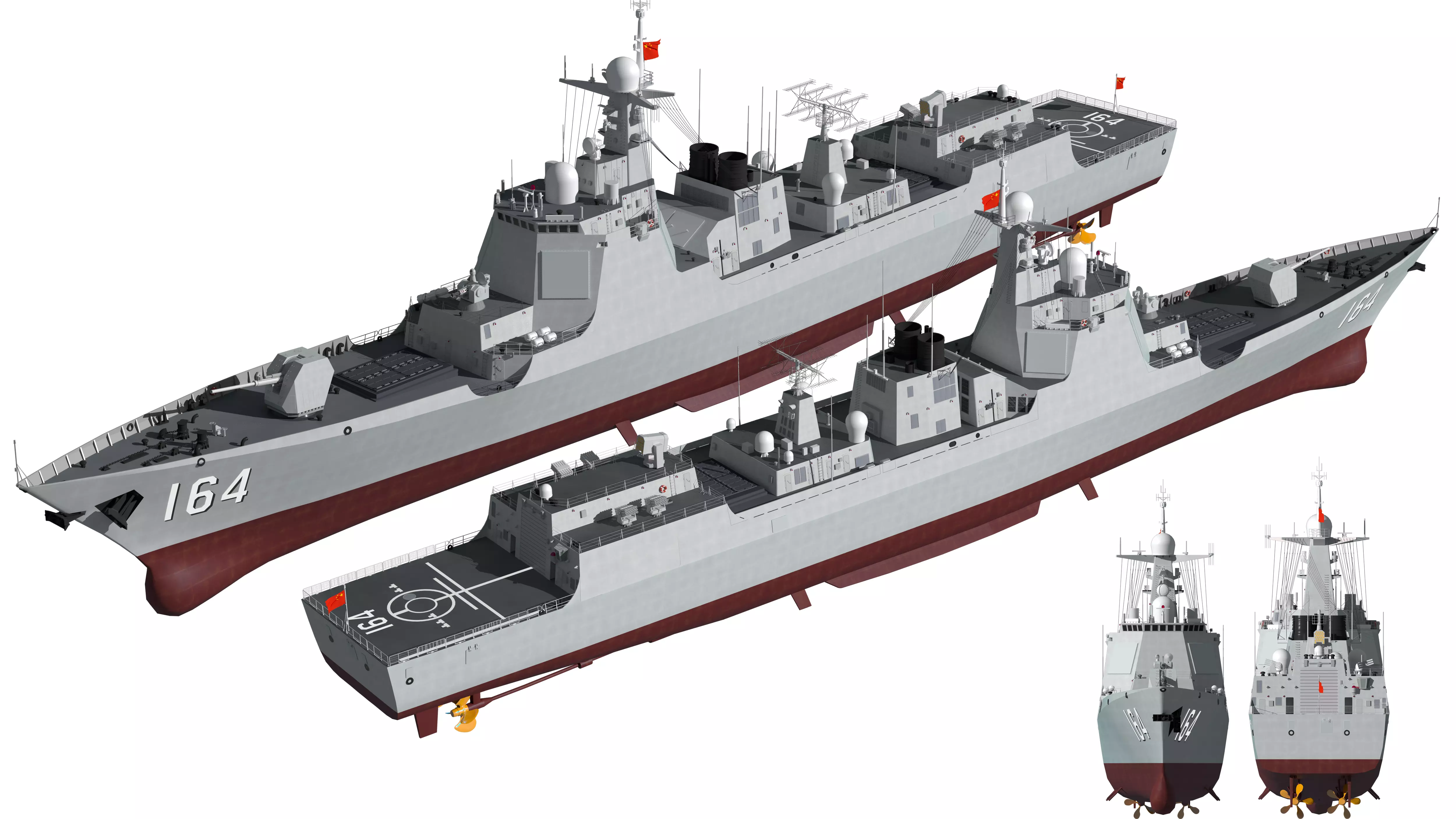 Type 052D guided-missile destroyer 164 Guilin Chinese Navy 3D model