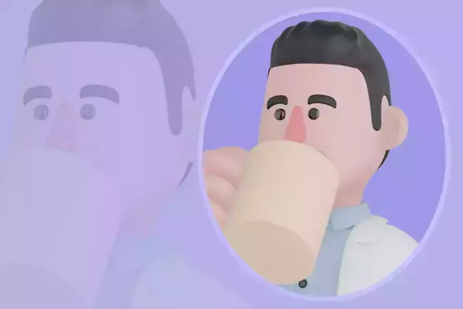 Stylized 3D Male Doctor Drinking from Cup - Relaxed Pose