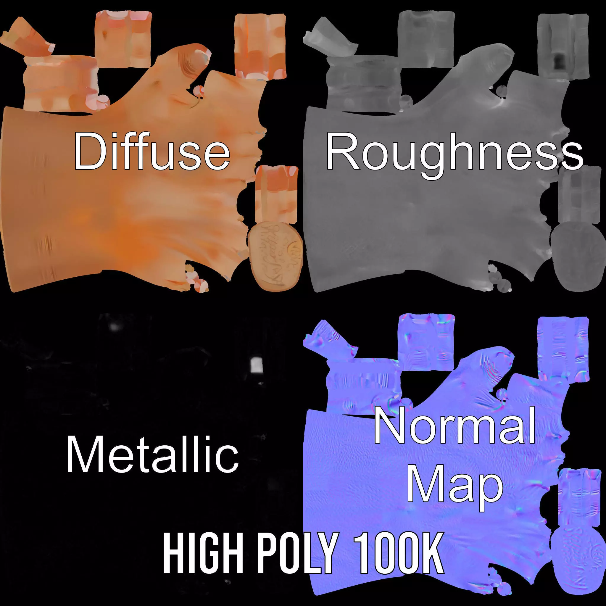 Realistic Human Hand Model Pack with Detailed Fingers Low-poly 3D model_4