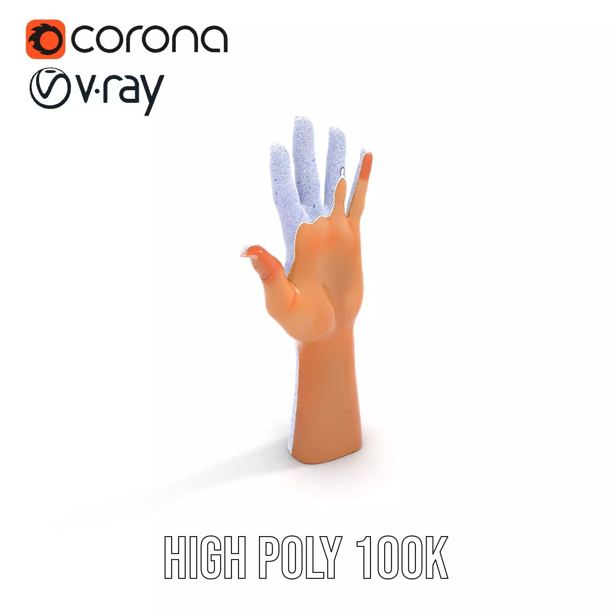 Realistic Human Hand Model Pack with Detailed Fingers Low-poly 3D model_29