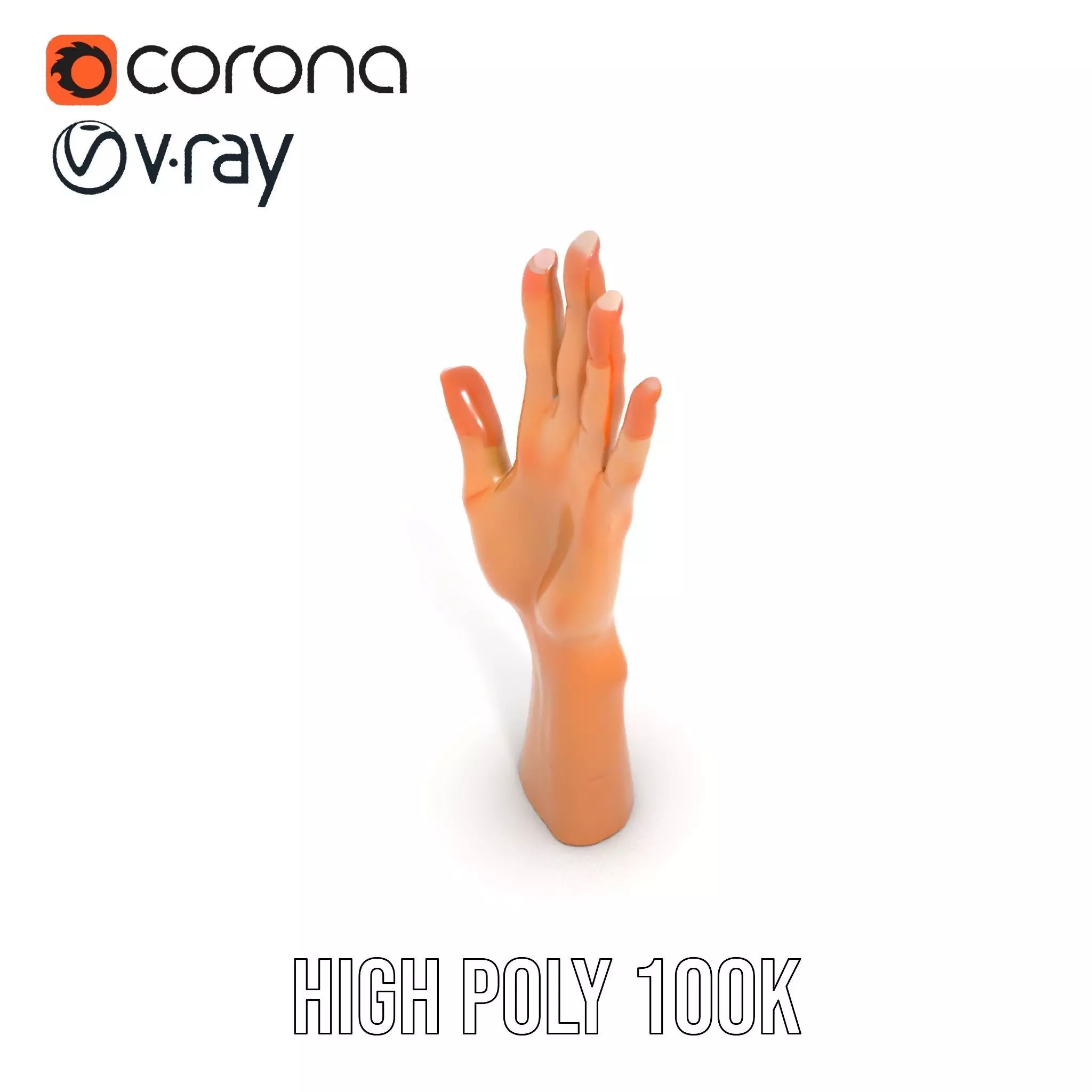 Realistic Human Hand Model Pack with Detailed Fingers Low-poly 3D model_16
