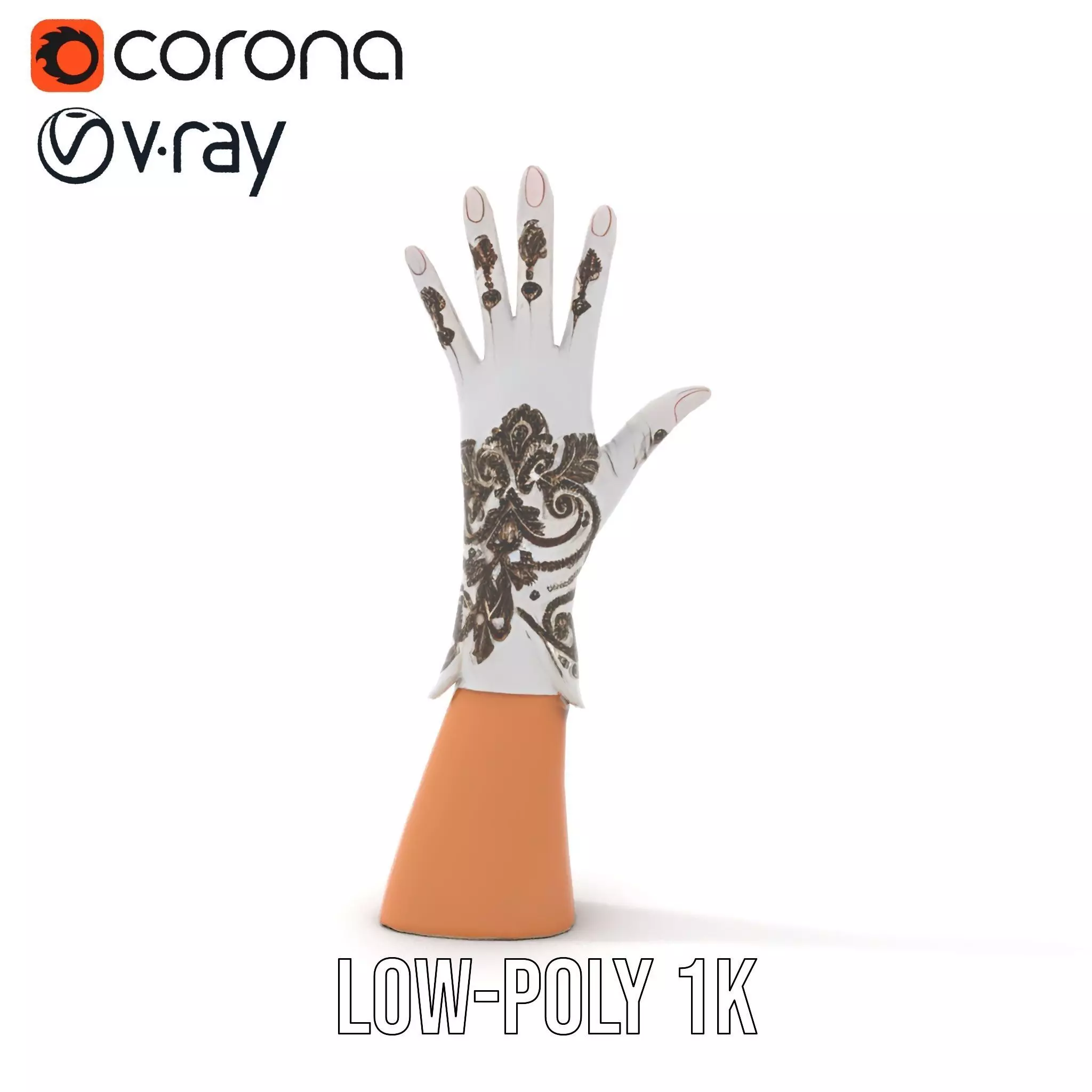 Elegant Embroidered Glove Model Pack Low-poly 3D model_17