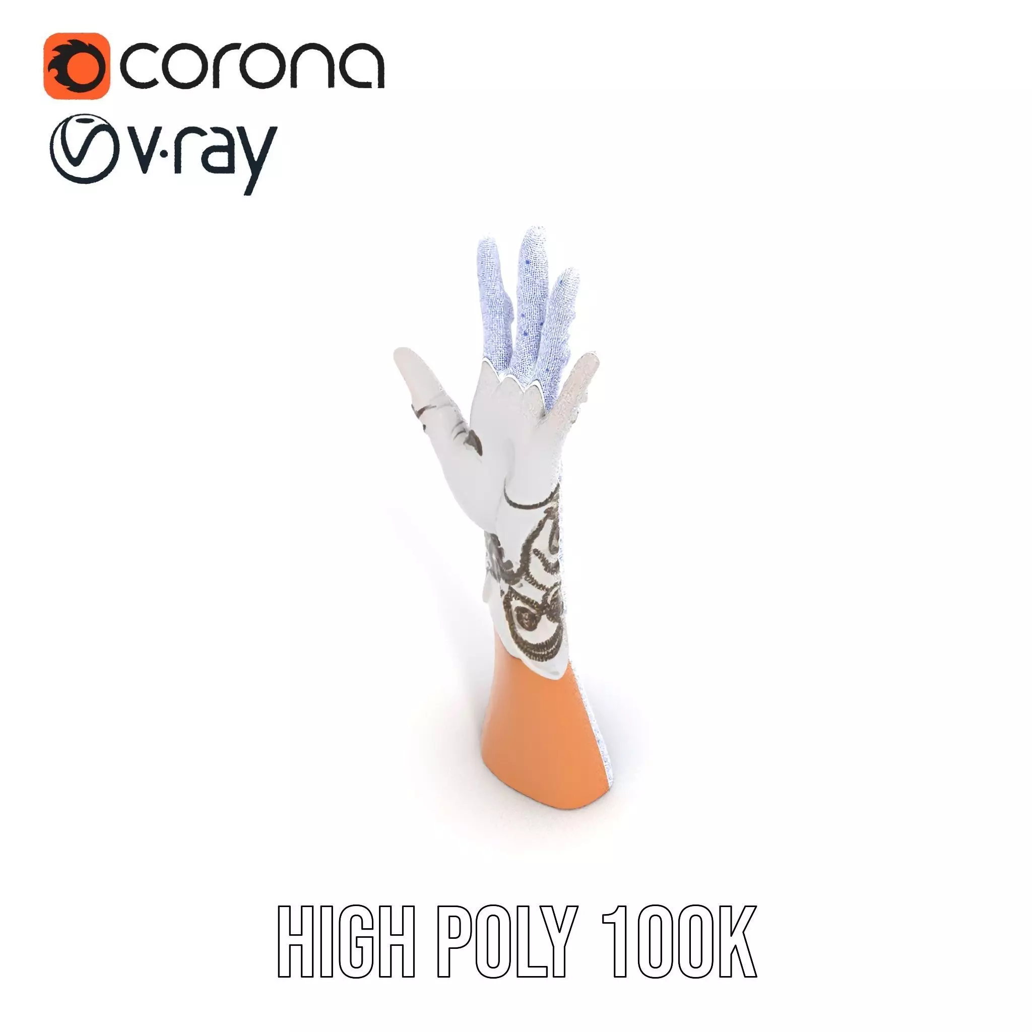 Elegant Embroidered Glove Model Pack Low-poly 3D model_21