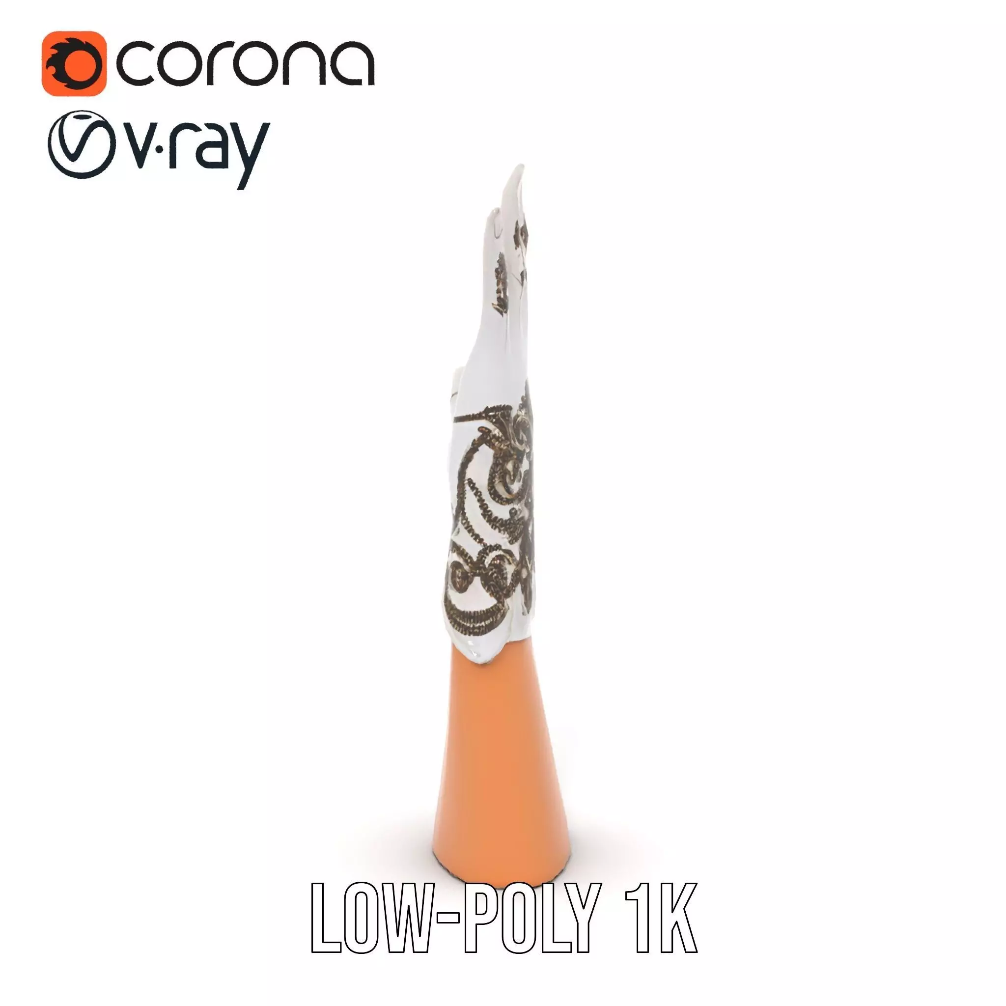 Elegant Embroidered Glove Model Pack Low-poly 3D model_11