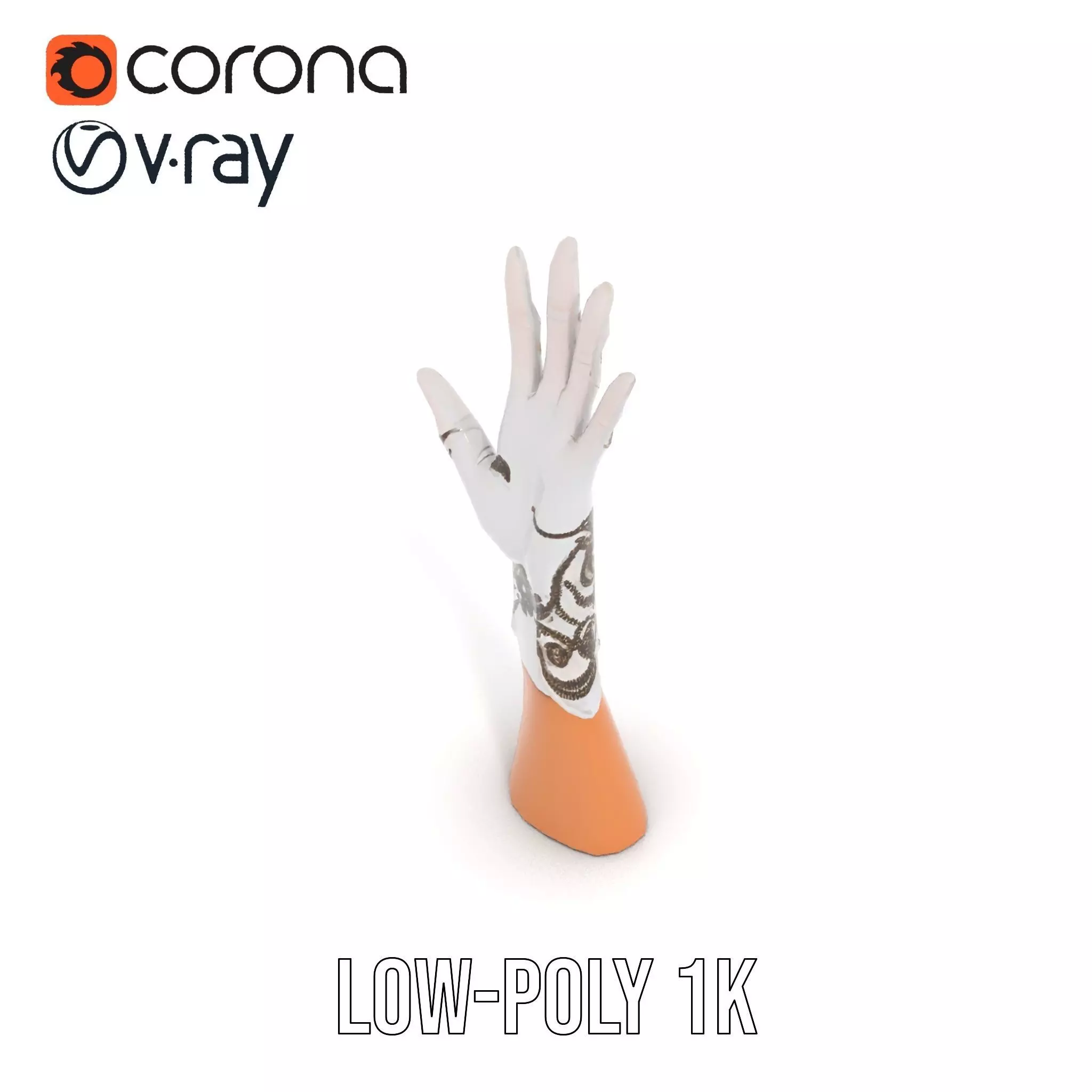 Elegant Embroidered Glove Model Pack Low-poly 3D model_14