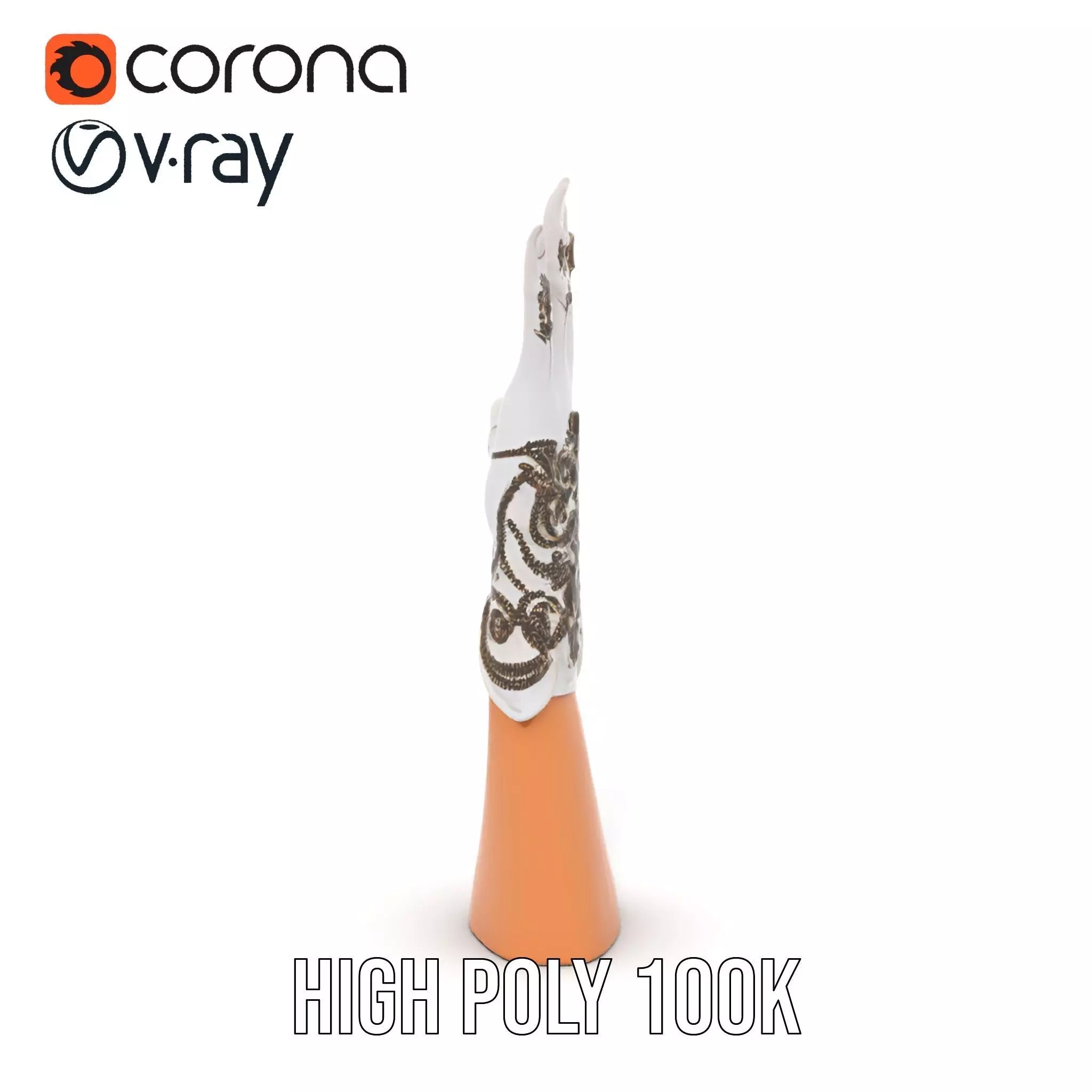 Elegant Embroidered Glove Model Pack Low-poly 3D model_15