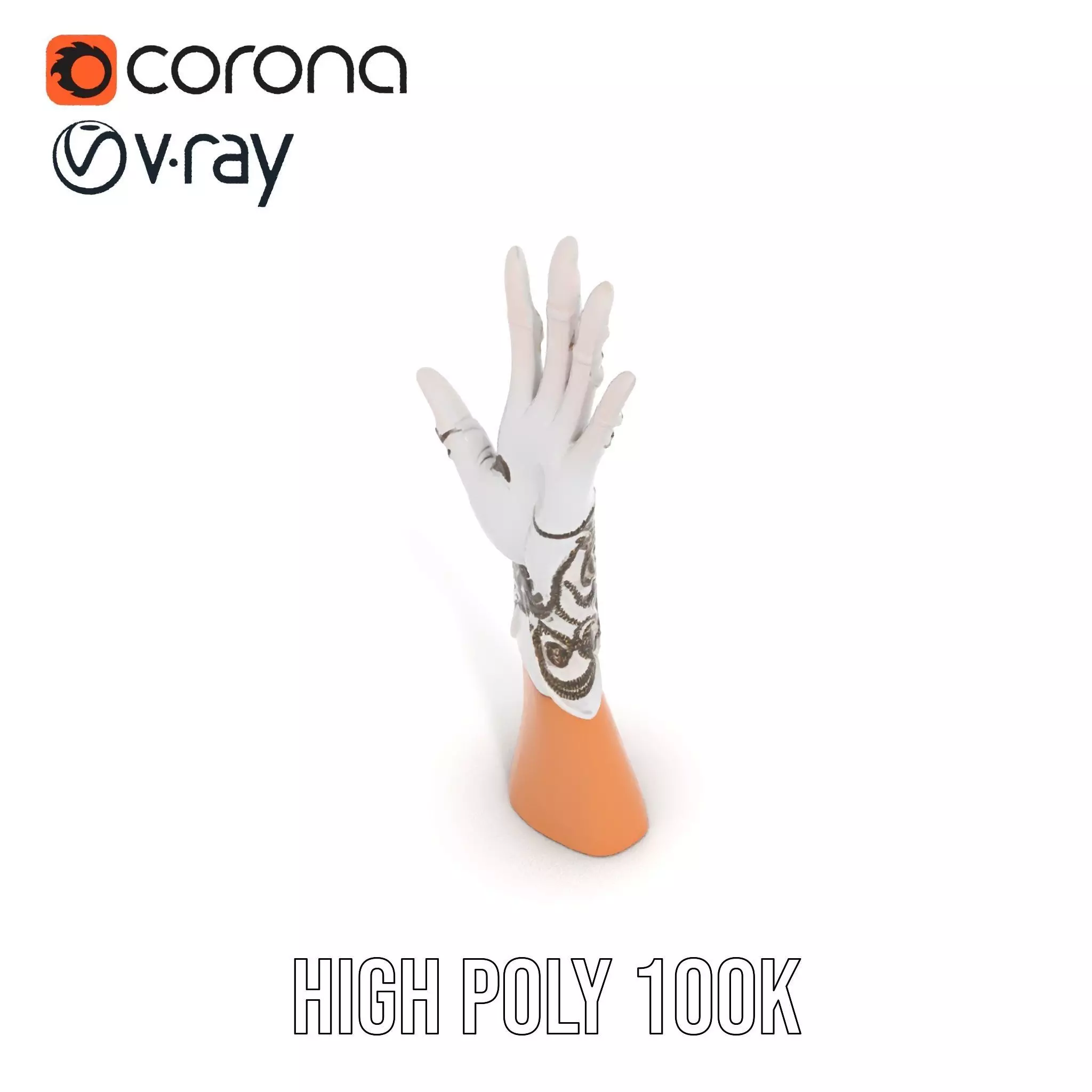 Elegant Embroidered Glove Model Pack Low-poly 3D model_24