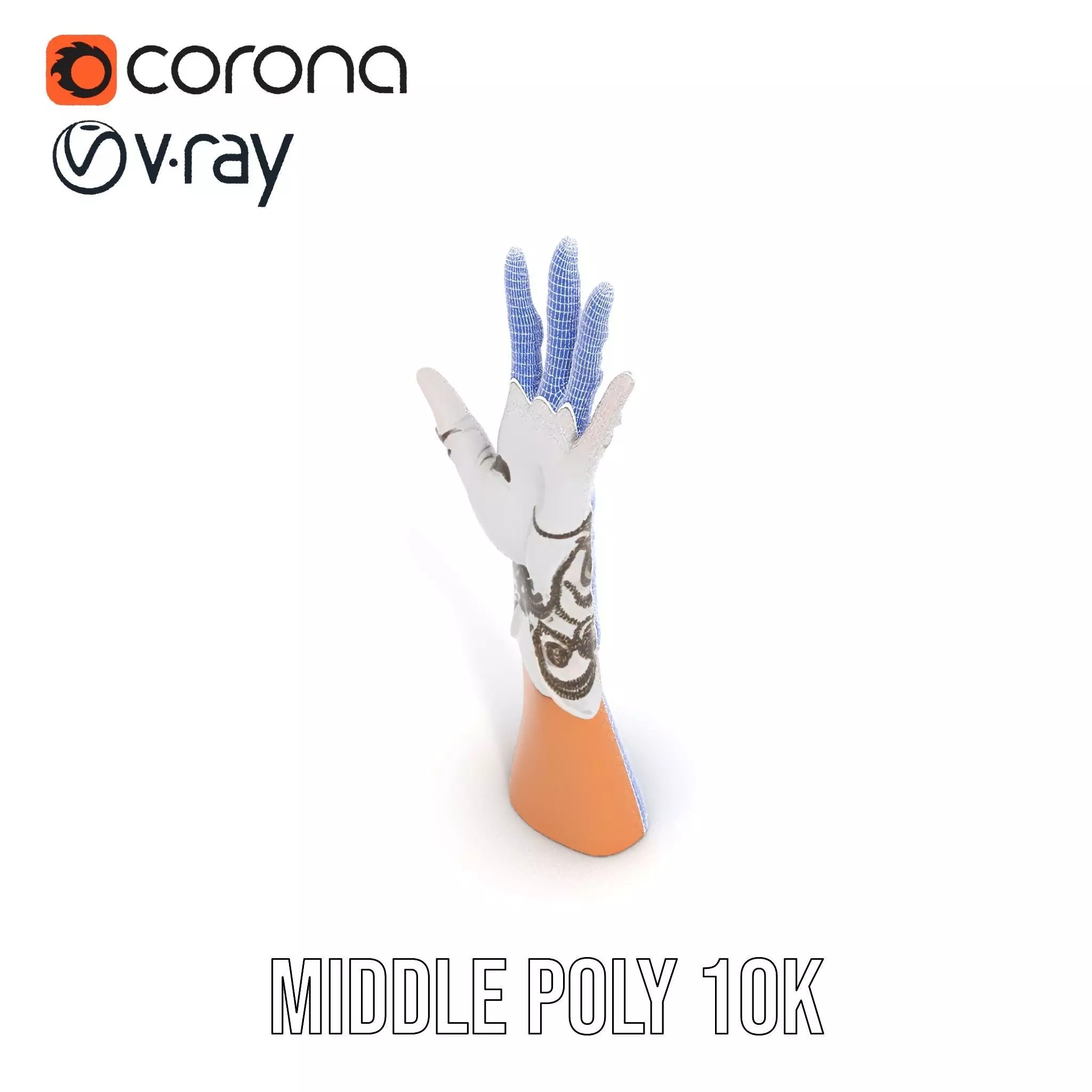 Elegant Embroidered Glove Model Pack Low-poly 3D model_25