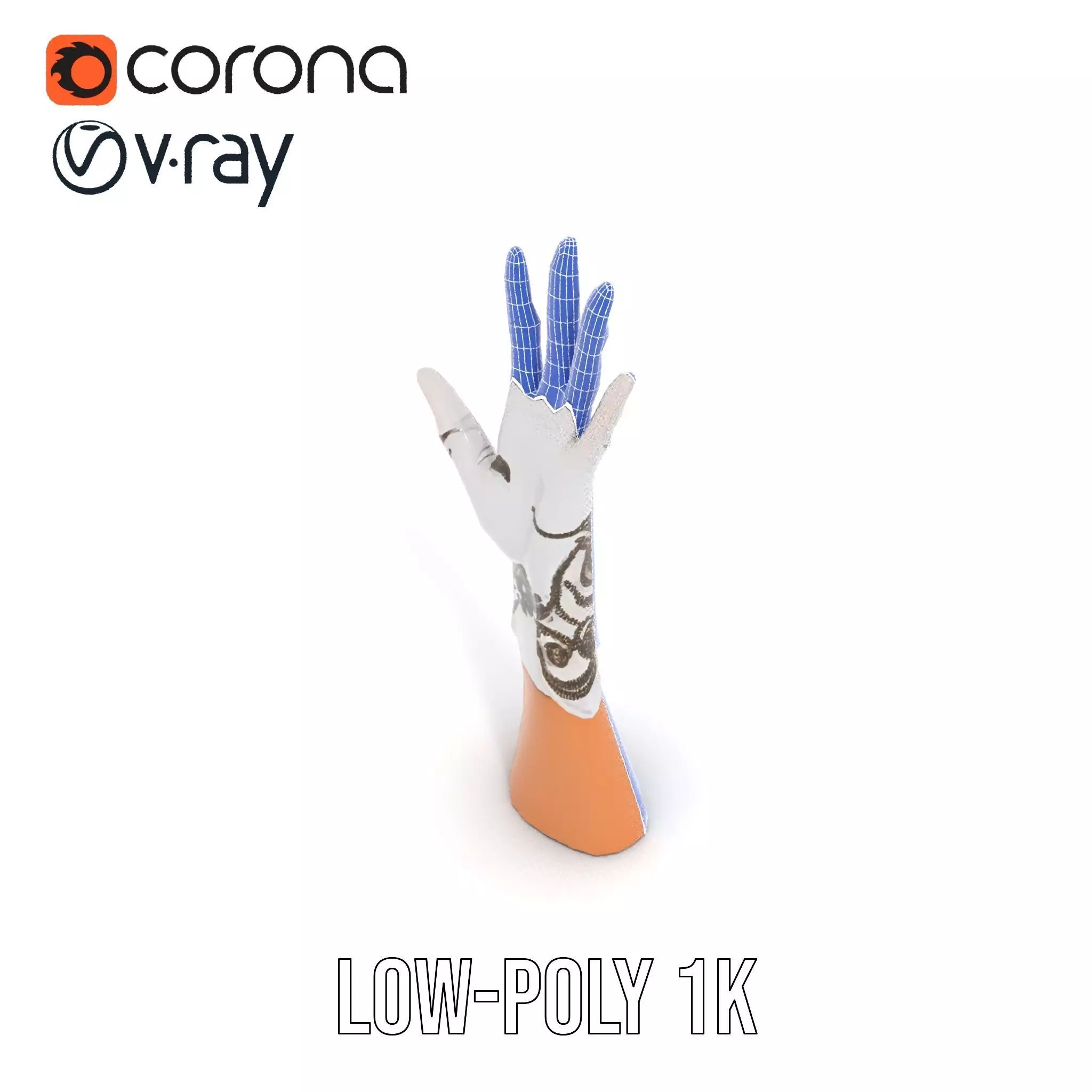 Elegant Embroidered Glove Model Pack Low-poly 3D model_28