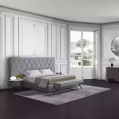 Ivonne Royal Diamond Tufted Upholstered Bed 3D model