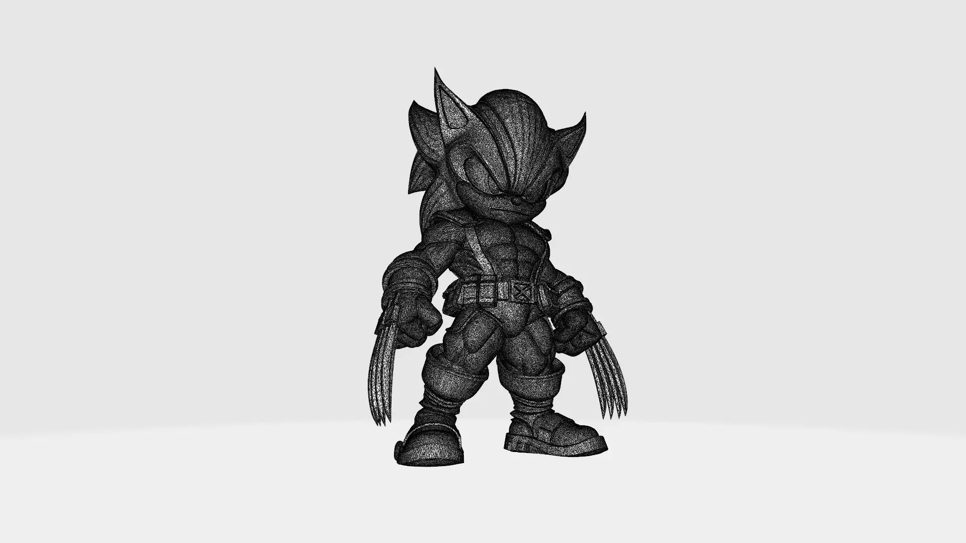 Sonic x Wolverine SD 3D print model_10