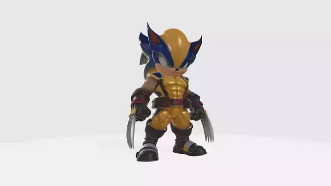 Sonic x Wolverine SD 3D print model