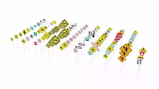 Road Sign Collection Low-poly 3D model