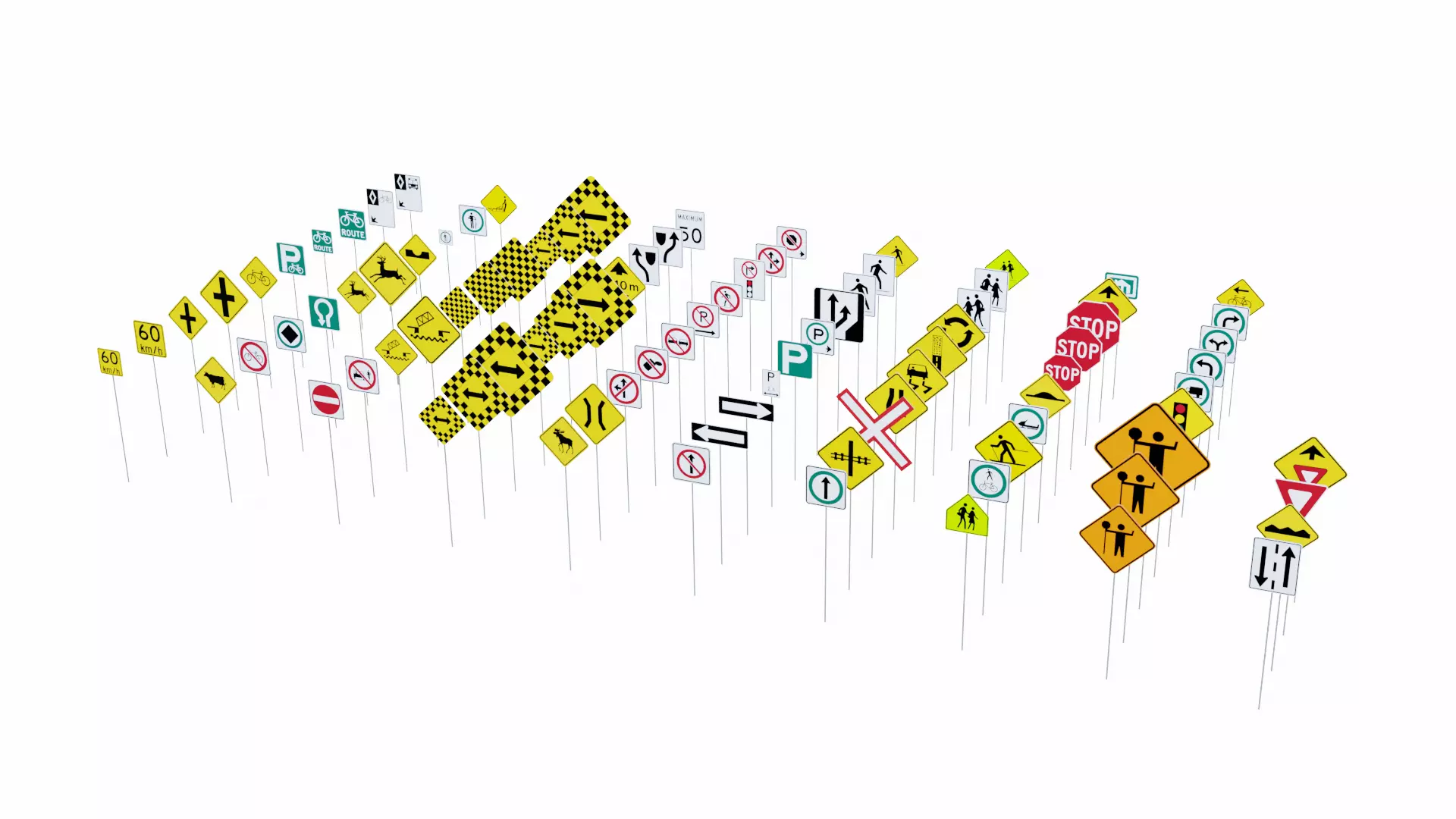Road Sign Collection Low-poly 3D model_0