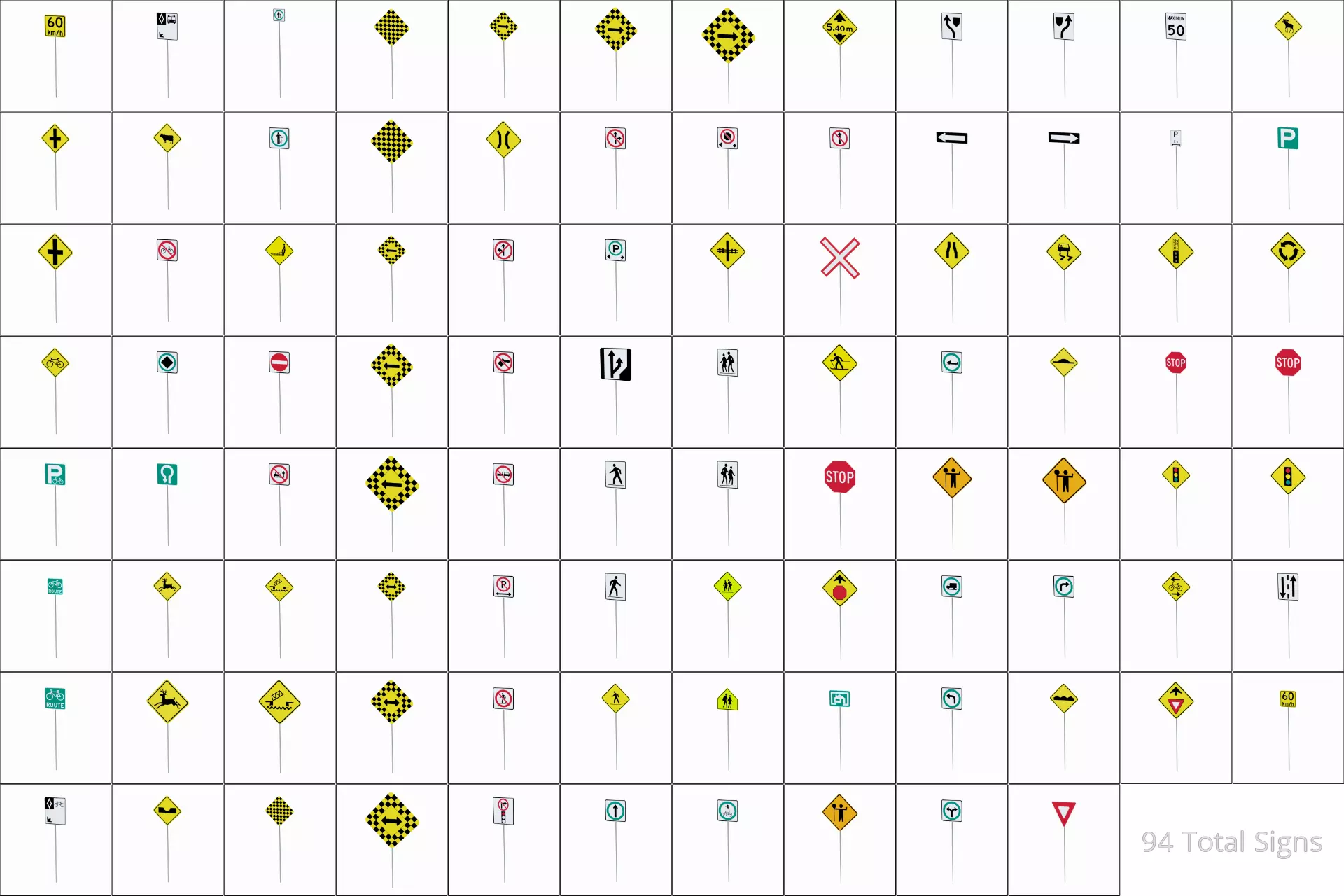 Road Sign Collection Low-poly 3D model_11