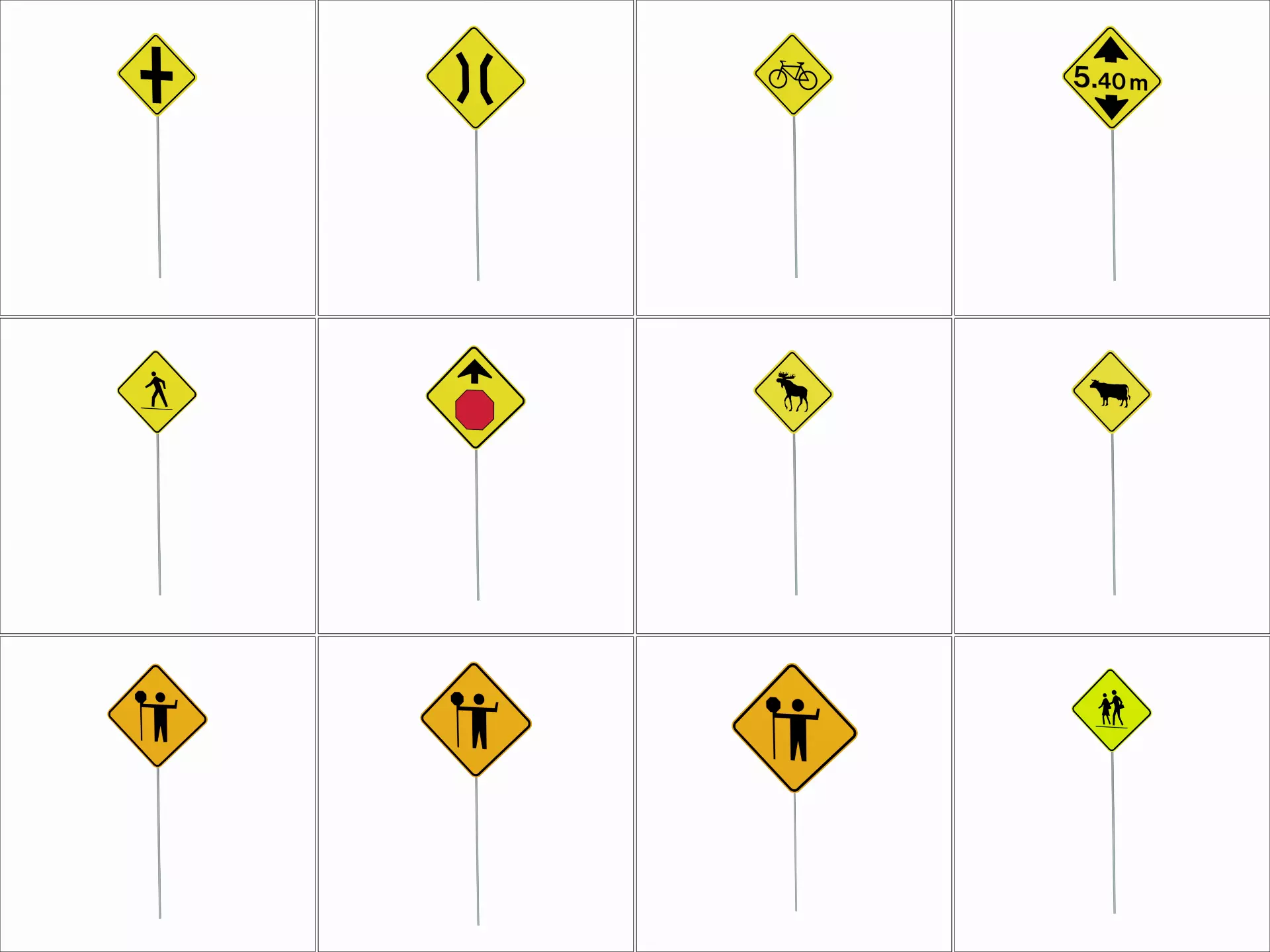Road Sign Collection Low-poly 3D model_8