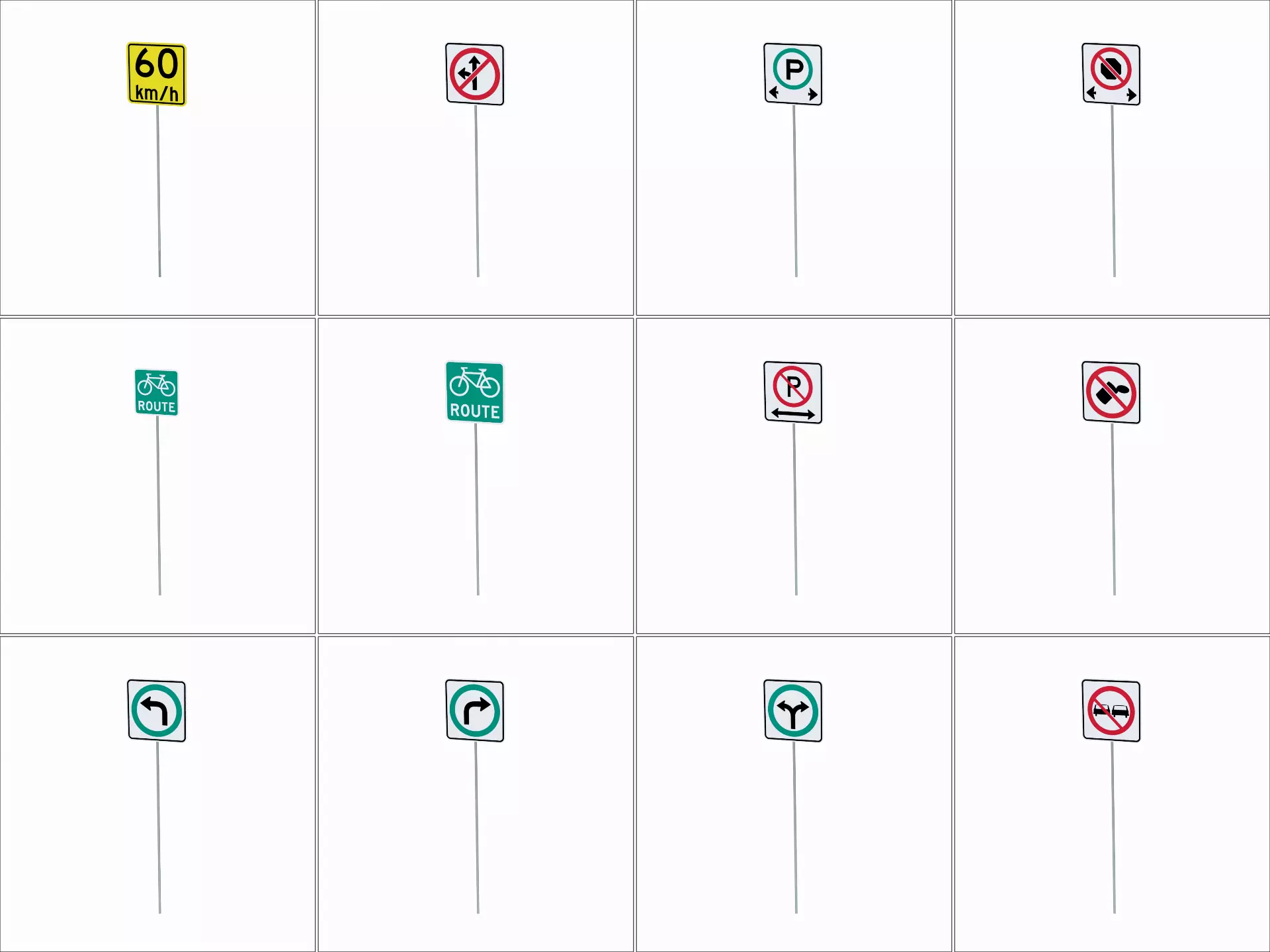 Road Sign Collection Low-poly 3D model_3