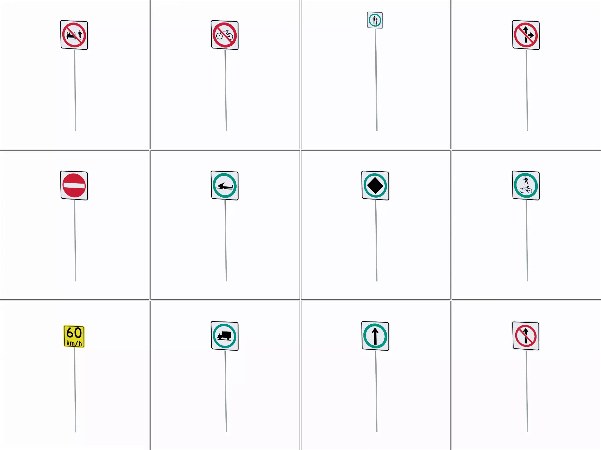 Road Sign Collection Low-poly 3D model_4