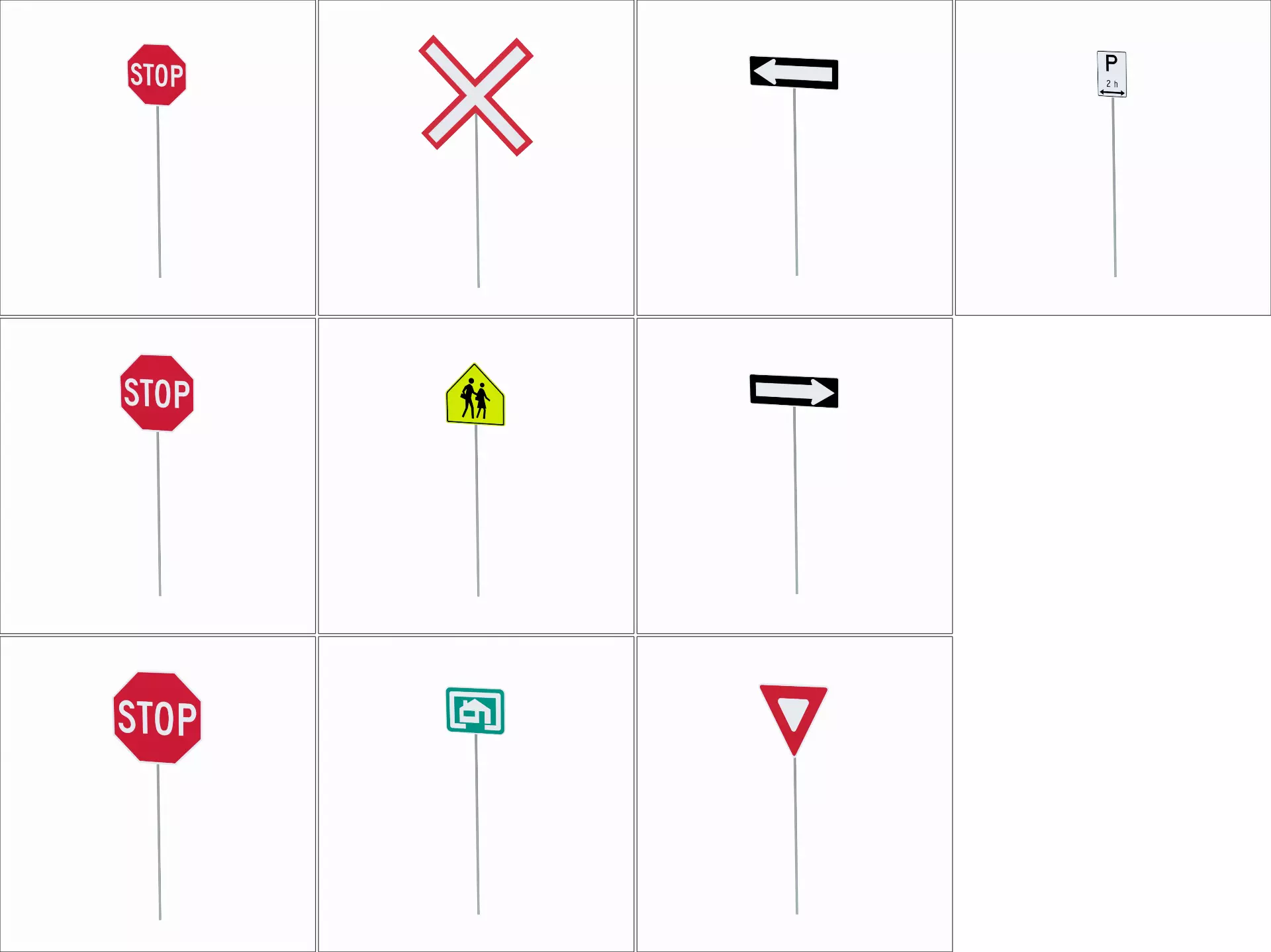 Road Sign Collection Low-poly 3D model_10