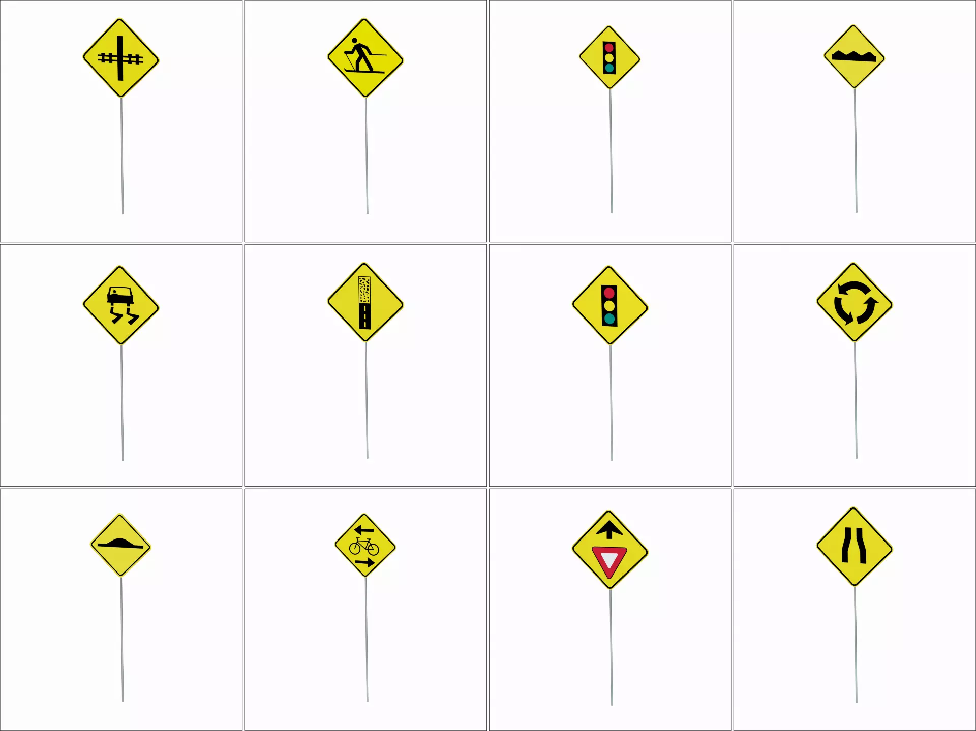 Road Sign Collection Low-poly 3D model_7
