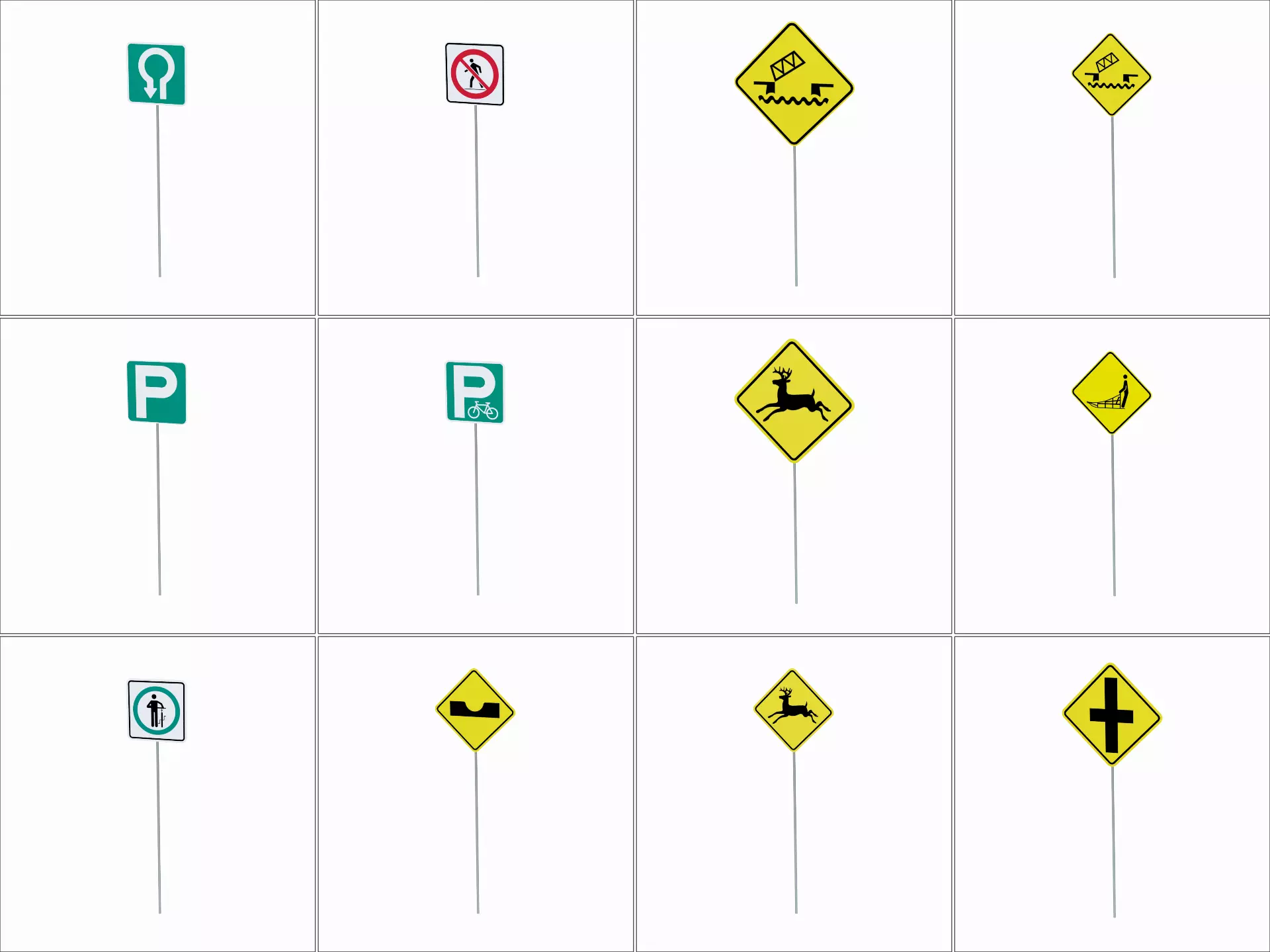 Road Sign Collection Low-poly 3D model_5