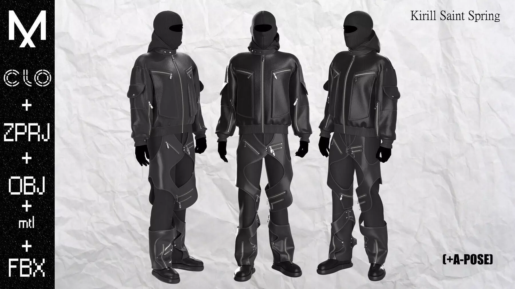 New Outfit Male Marvelous designer Clo3d OBJ mtl FBX ZPRJ  3D model_0